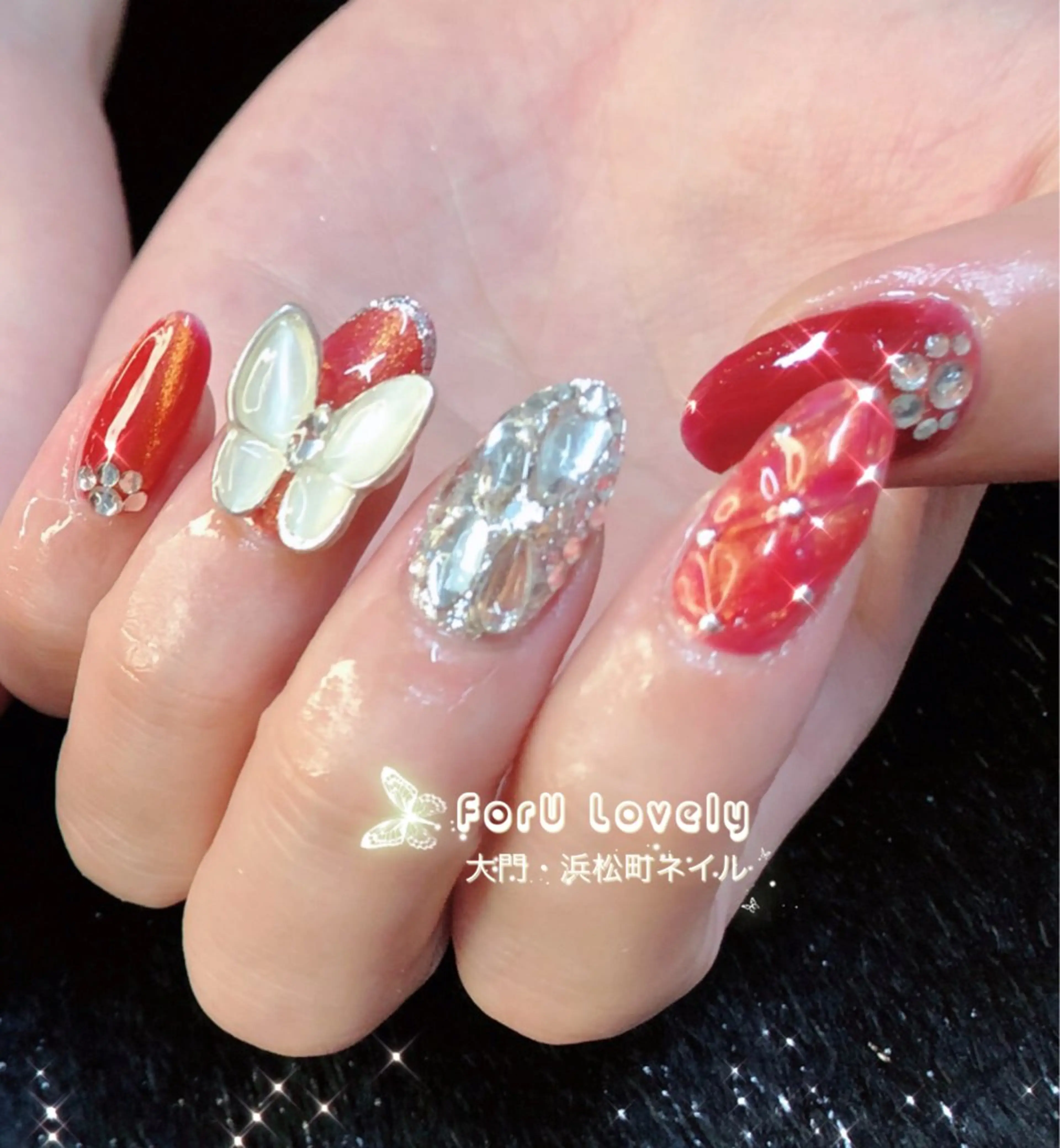ネイル フレンチネイル ガラスフレンチ ハート 韓国ネイル ピンク ハンドネイル ハンドケア 大門浜松町 ネイルのネイルデザイン