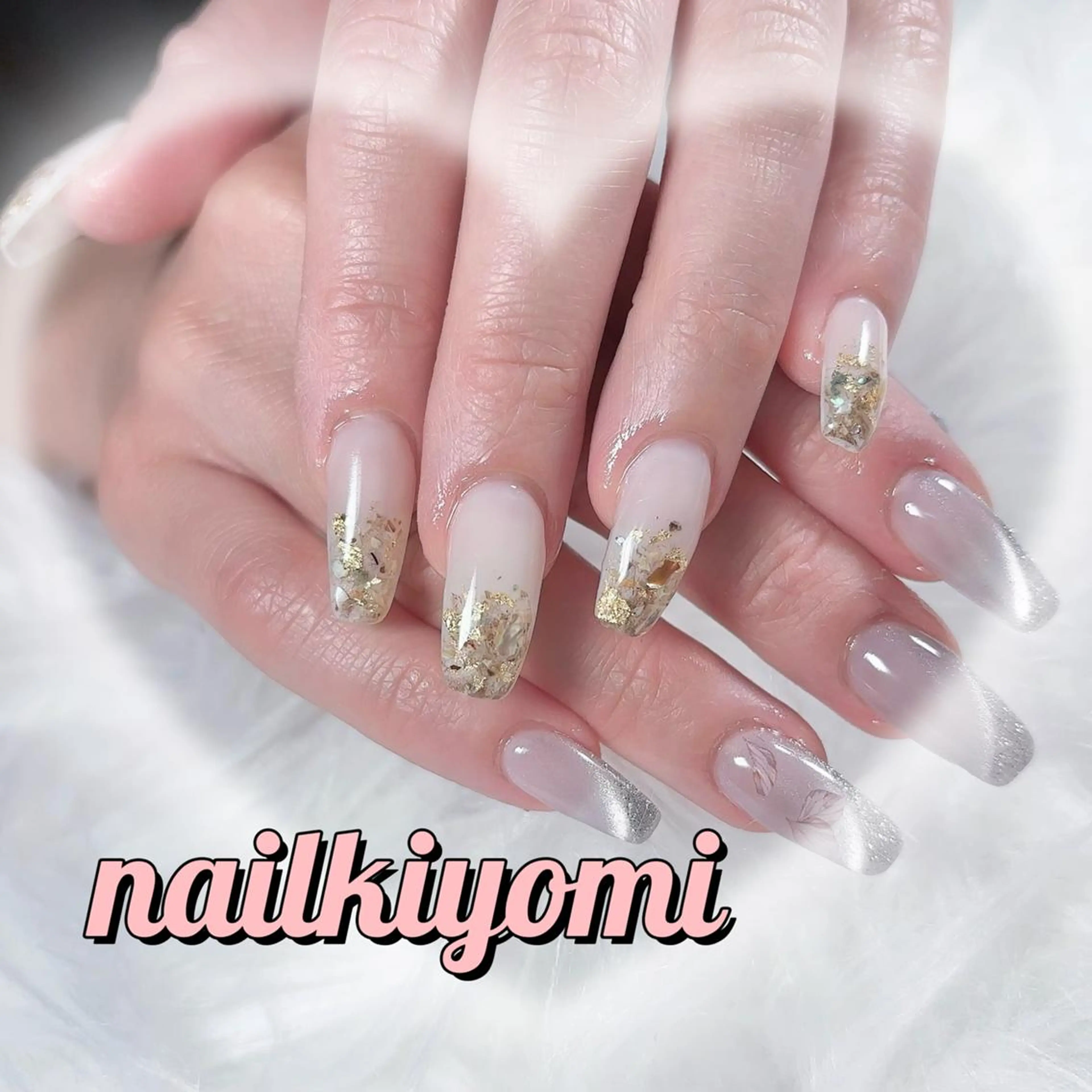 ネイル ロングネイル マグネットネイル シンプルネイル ワンホンネイル 🦋Kiyomi. 🦋のネイルデザイン