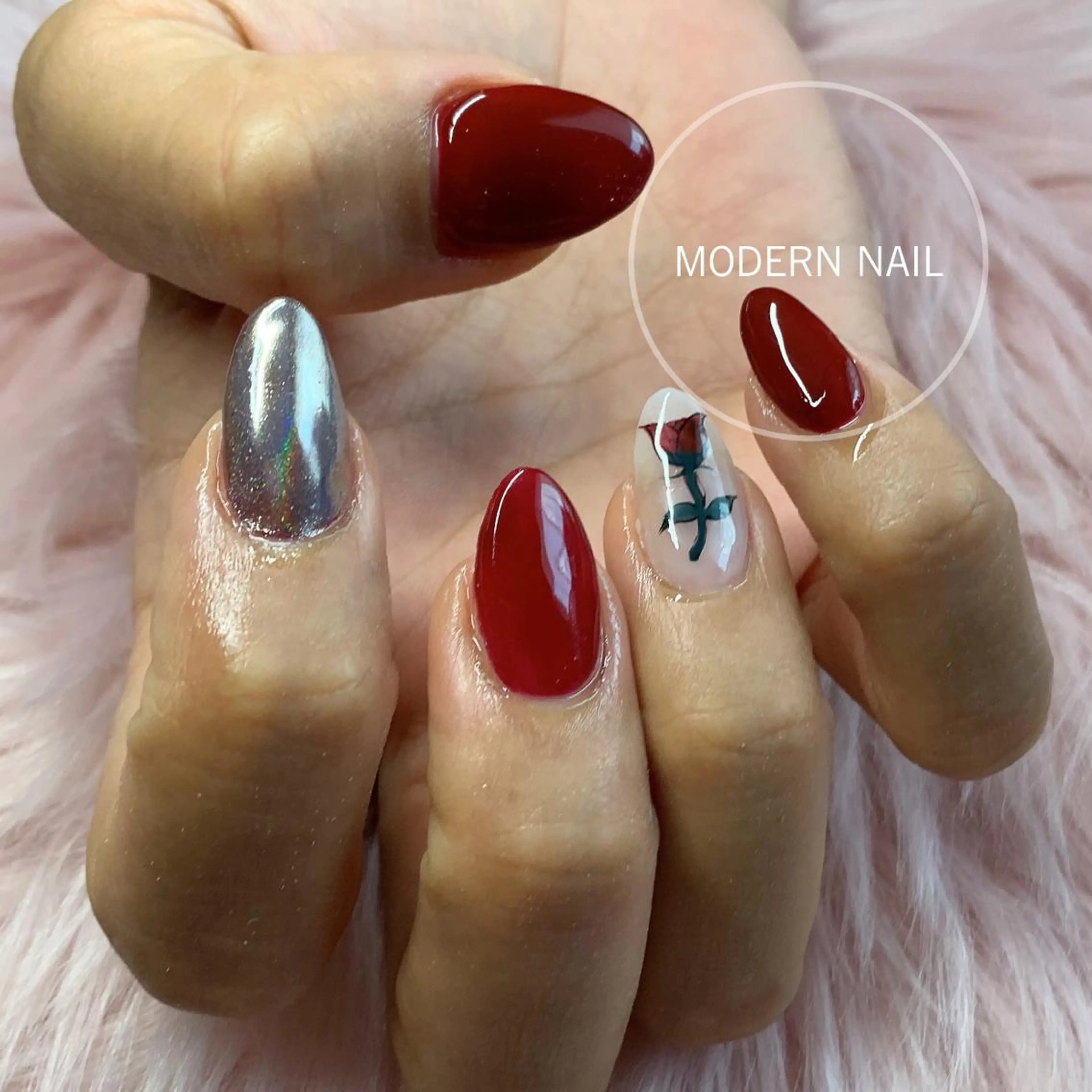 ネイル 長さ出し ミラーネイル 小川 玲奈のネイルデザイン