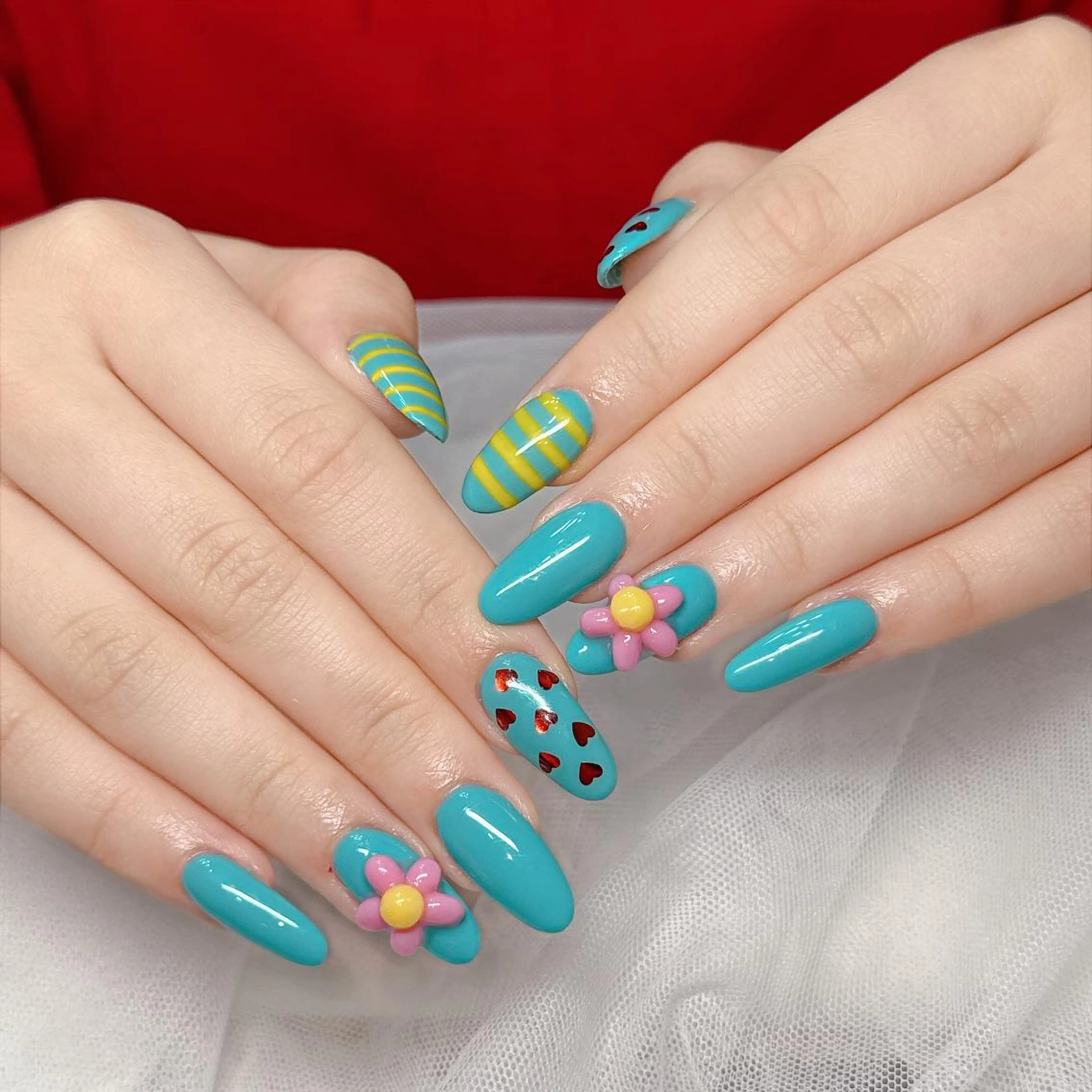 カラー ロング ベージュカラー グラデーションカラー ピンクカラー 韓国風ヘア ハンドネイル Bling Salonのネイルデザイン