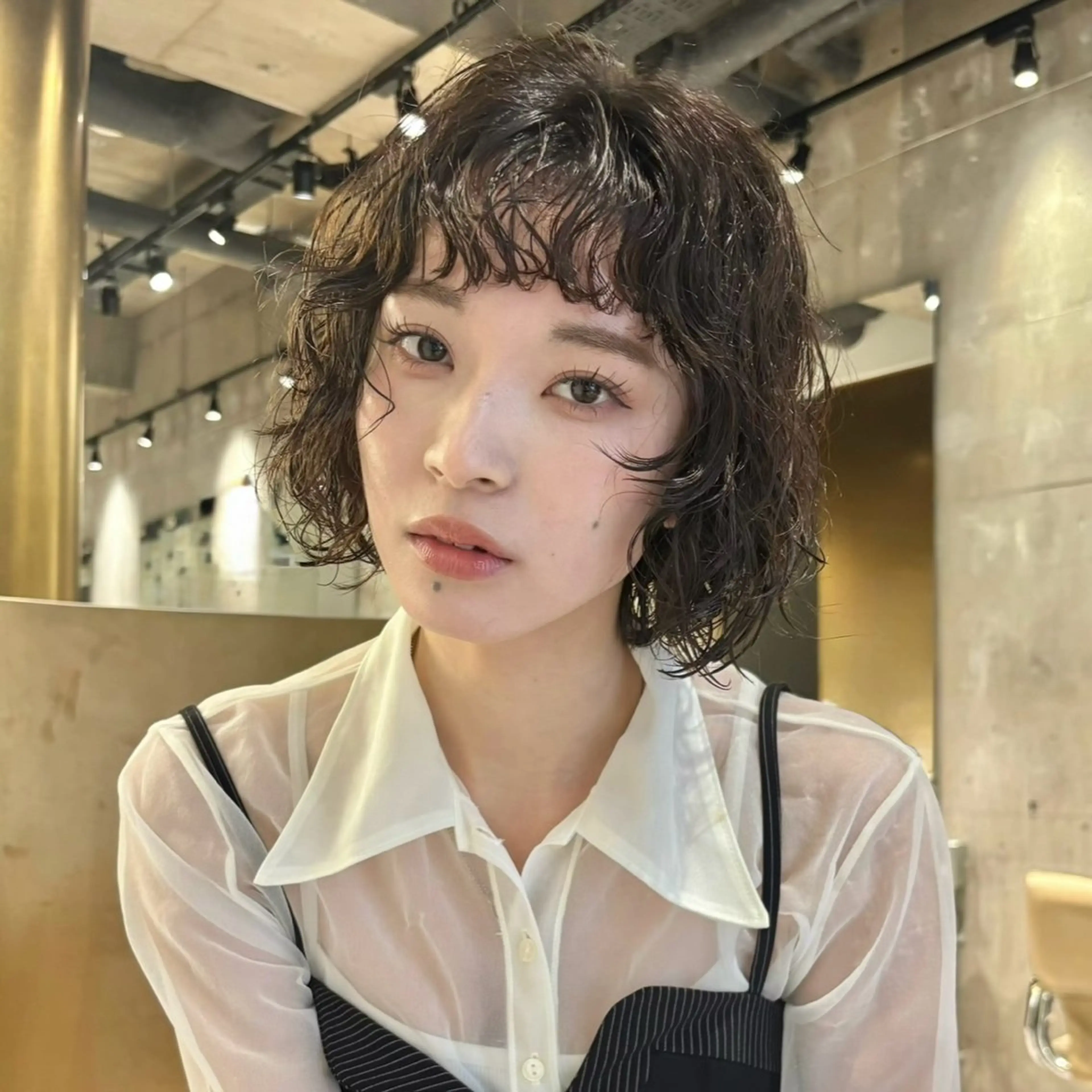 ショート パーマ ボブ 顔周りカット レイヤーカット カット パーマ mina🪐立川駅/ レイヤー/ボブのヘアスタイル