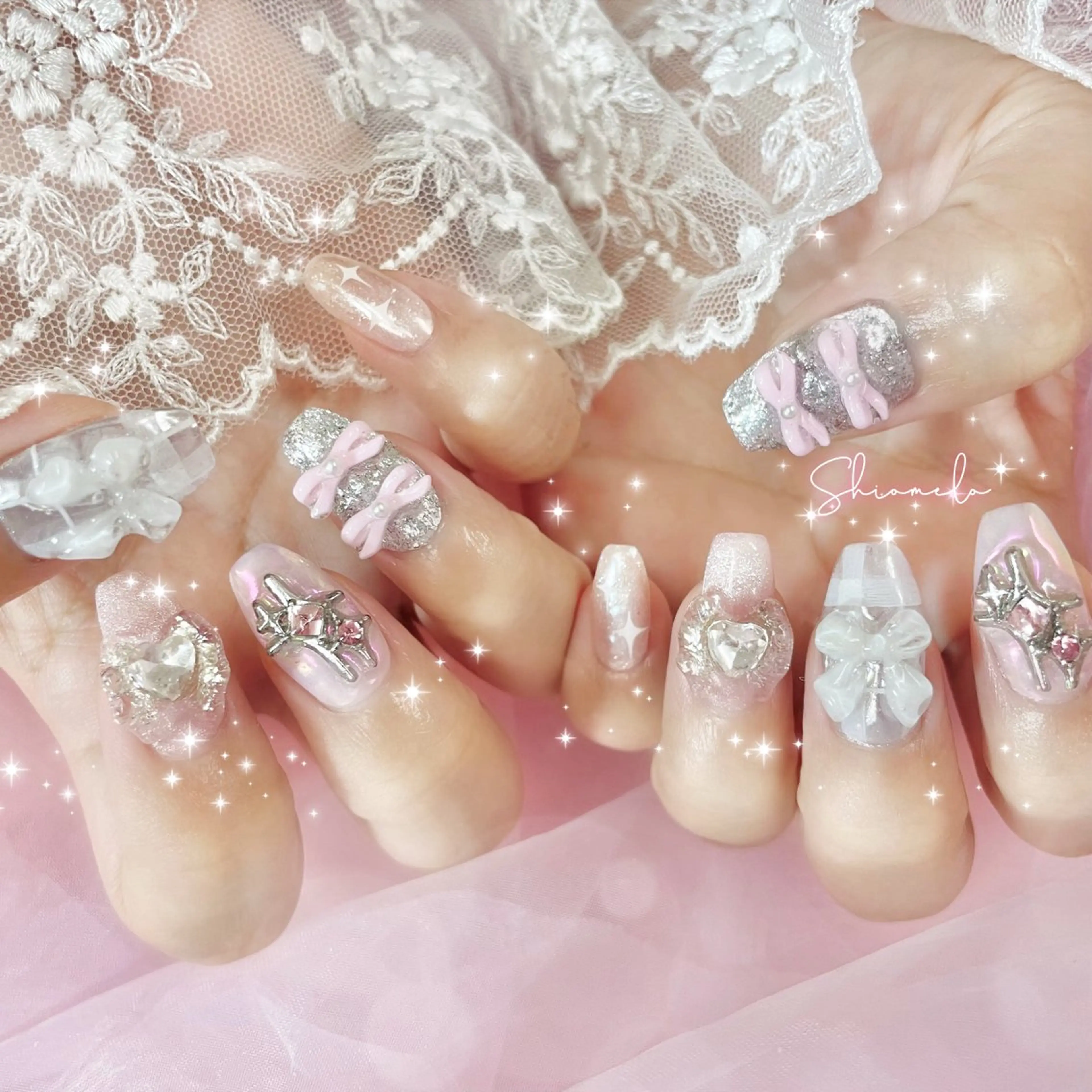 ネイル ガーリー 韓国ネイル Maison de l'Angeのネイルデザイン