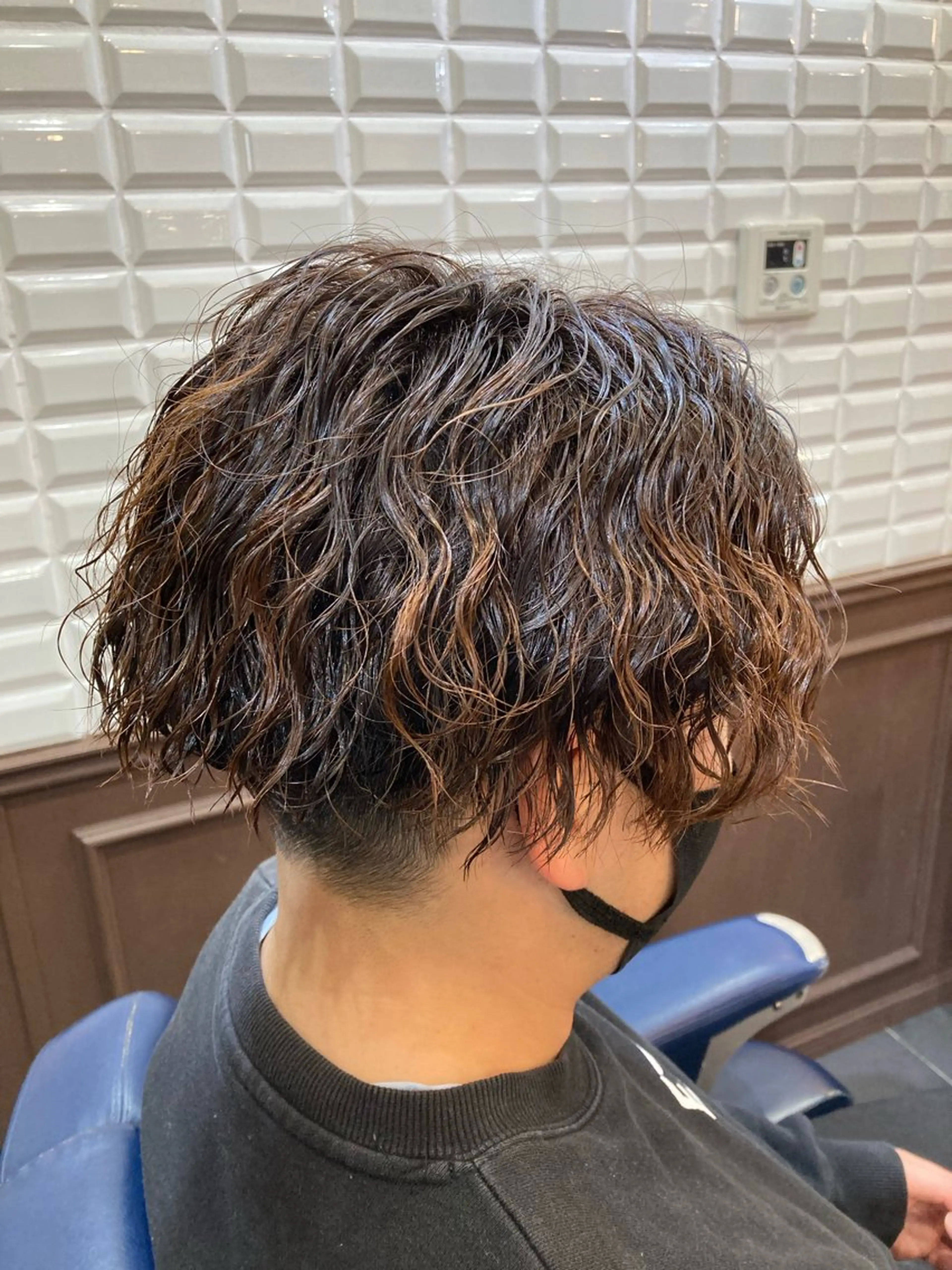 ミディアム カラー メンズ ミディアムパーマ メンズ韓国風 メンズメッシュ メンズパーマ ツーブロック カット パーマ トリートメント ルピナス中田店長 山口大地のヘアスタイル