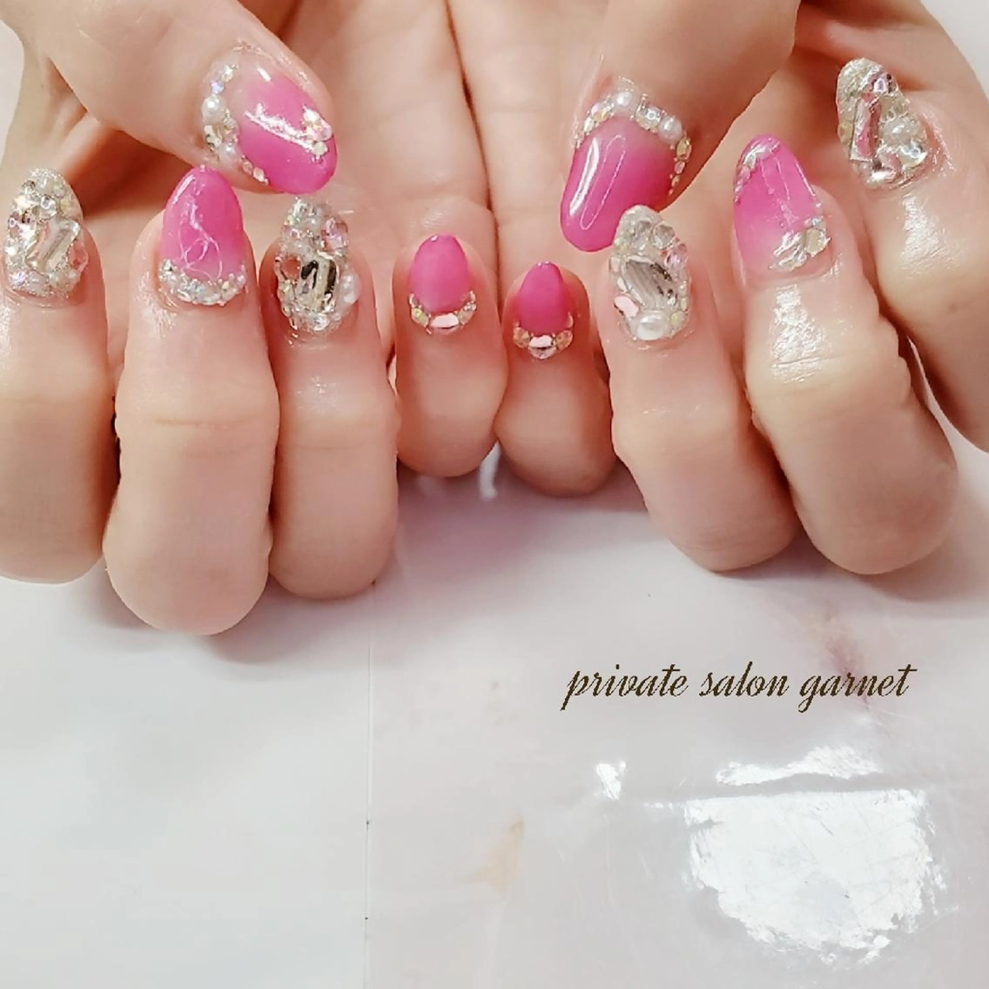 ネイル キラキラネイル ピンク Garnet nailのネイルデザイン