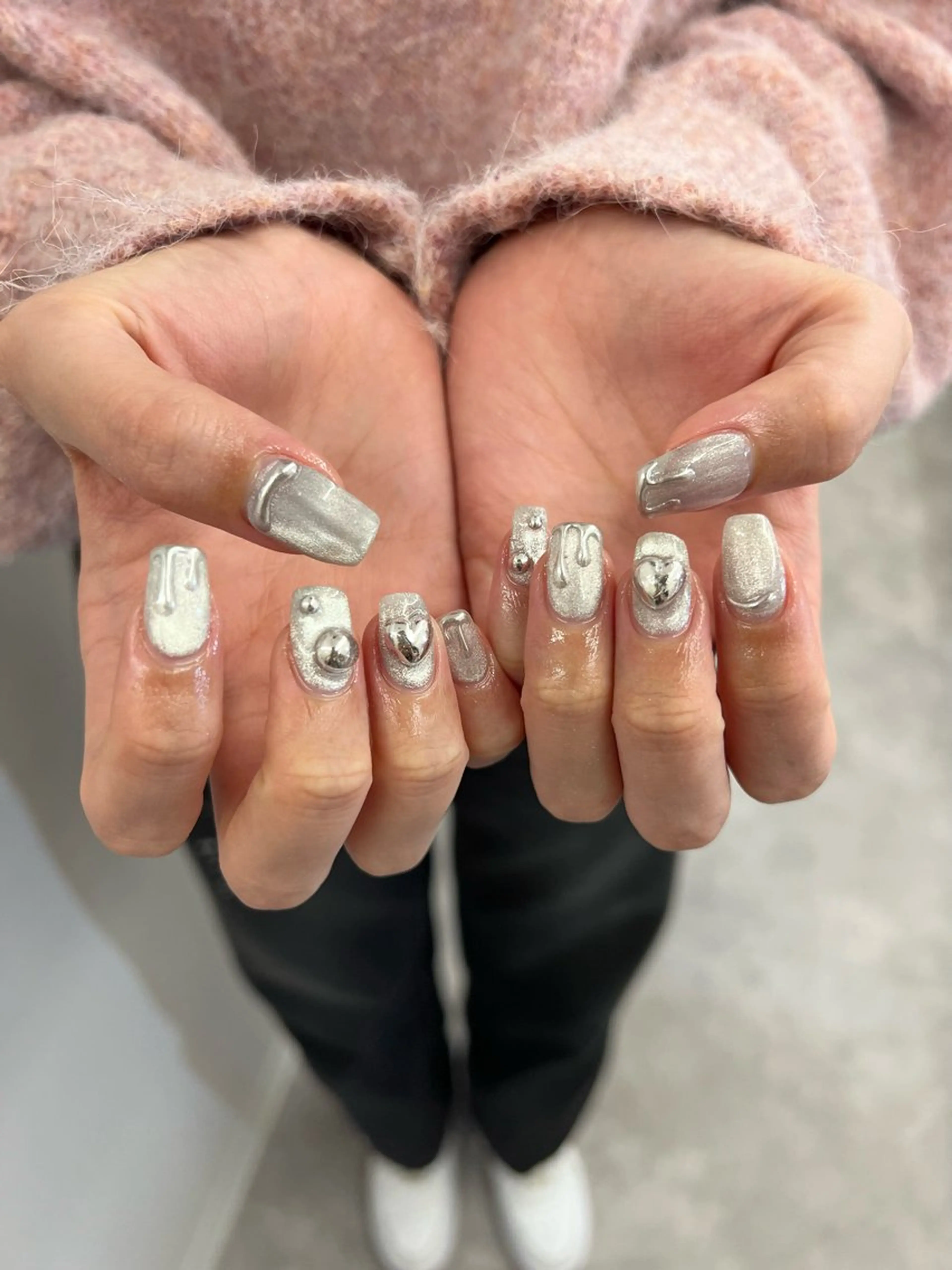 ネイル ジェルネイル ハート マグネットネイル ニュアンスネイル パラジェル ハンドネイル ハンドケア Bana_ Nailのその他イメージ