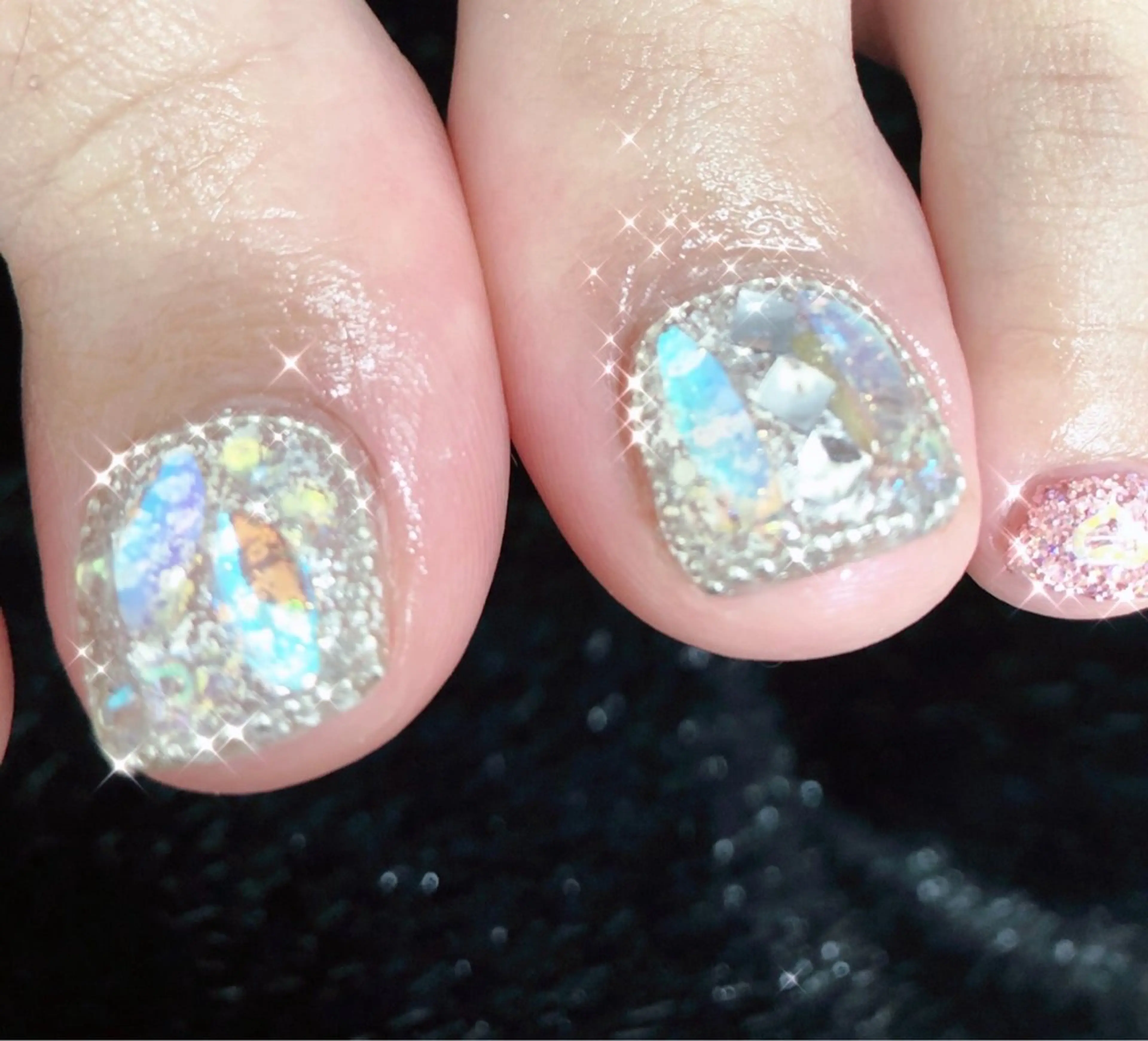 ネイル オーロラネイル フットネイル ジェルネイル ハート 韓国ネイル フットネイル 大門浜松町 ネイルのネイルデザイン