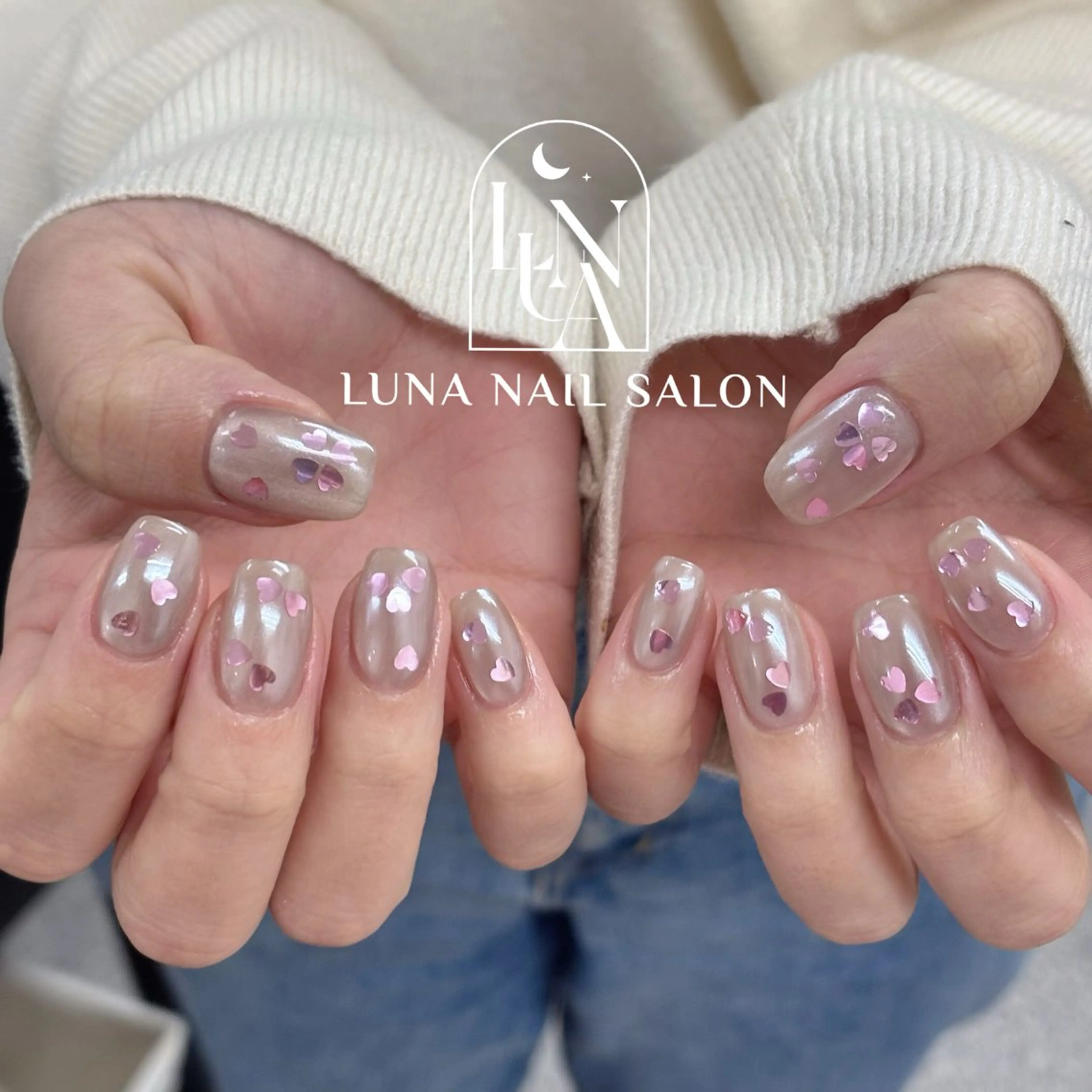 ネイル アートネイル フレンチネイル ジェルネイル ガラスフレンチ 卒業式 ハンドネイル ハンドケア LUNA Nail salon💕のネイルデザイン