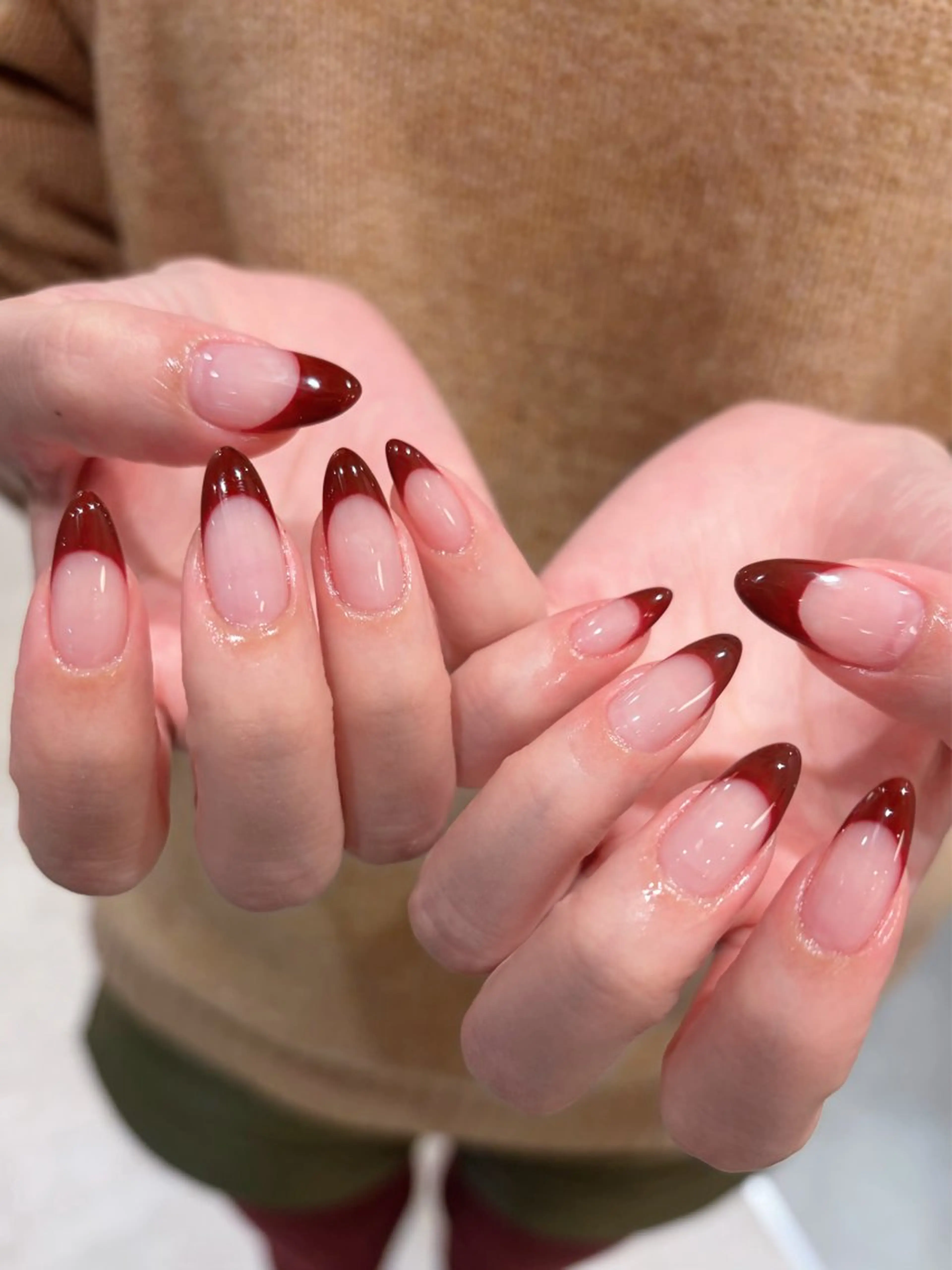 ネイル ボルドー フレンチネイル ハンドネイル フットネイル aile d'Ange所属・ailed'Ange 🍒miuのネイルデザイン