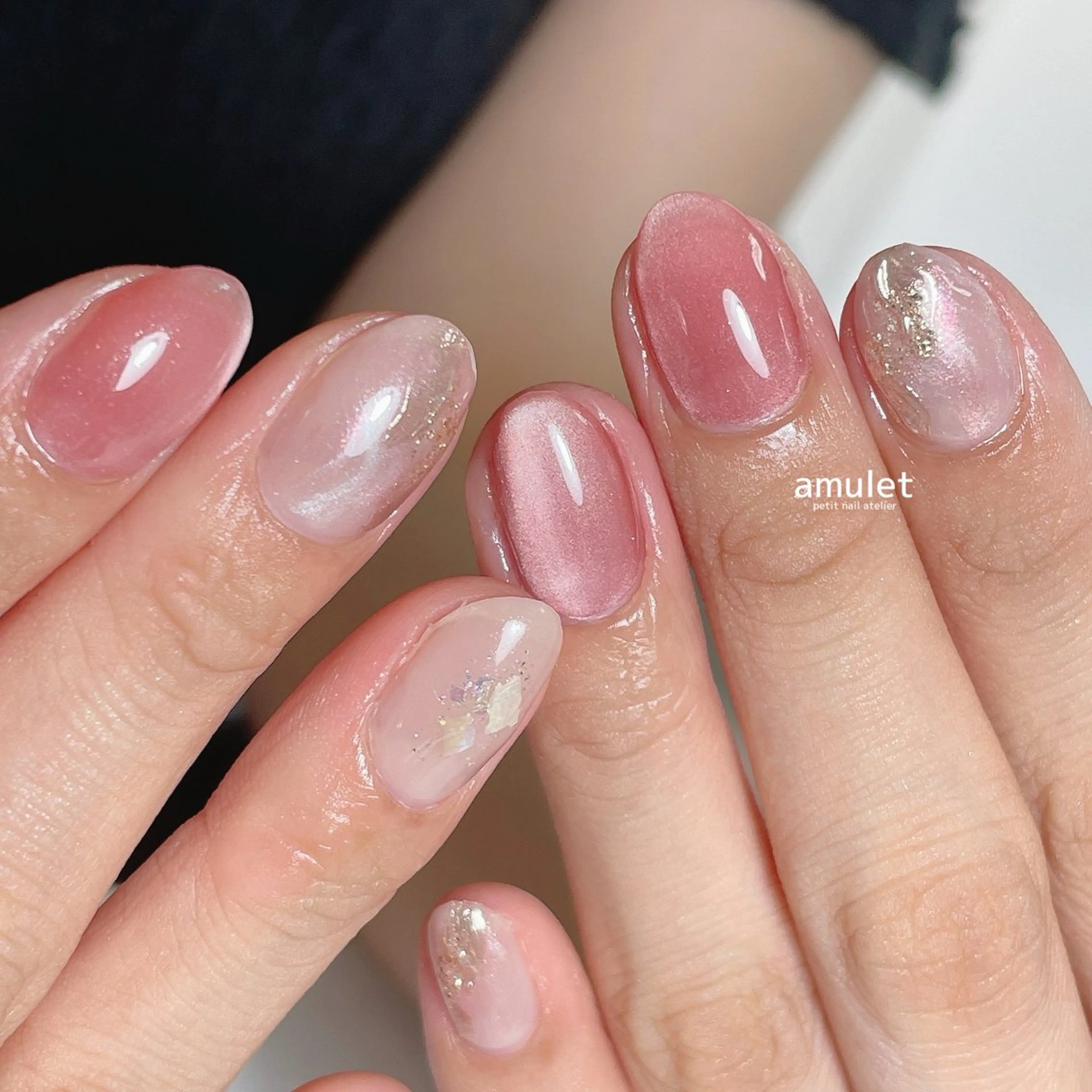 ネイル マグネットネイル ニュアンスネイル ハンドネイル amulet TOMOMIのネイルデザイン