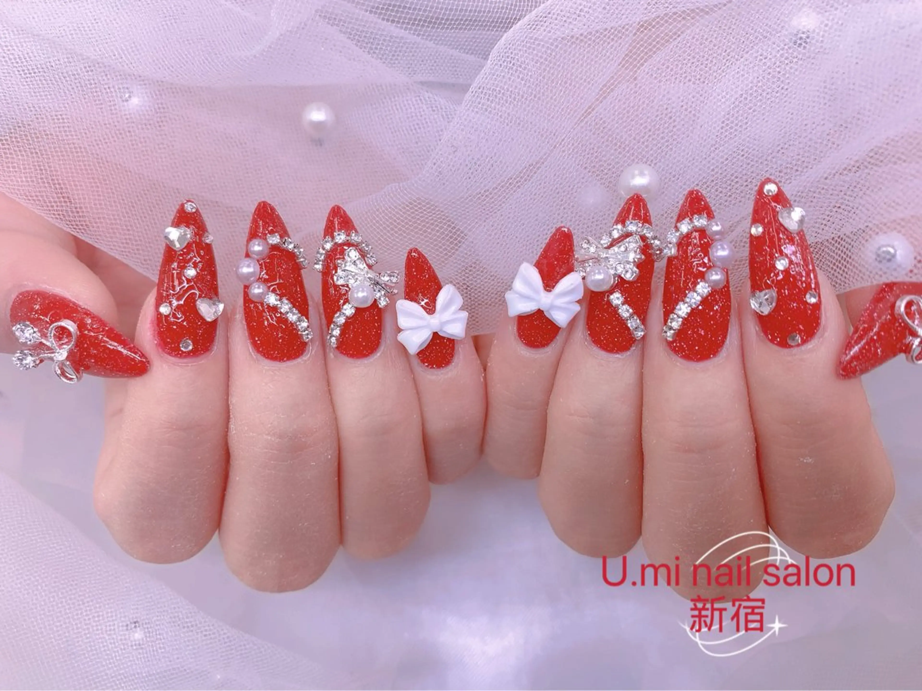 ネイル ボルドー チークネイル 長さ出し フレンチネイル ジェルネイル UMI ネイルサロン新宿🎀のネイルデザイン