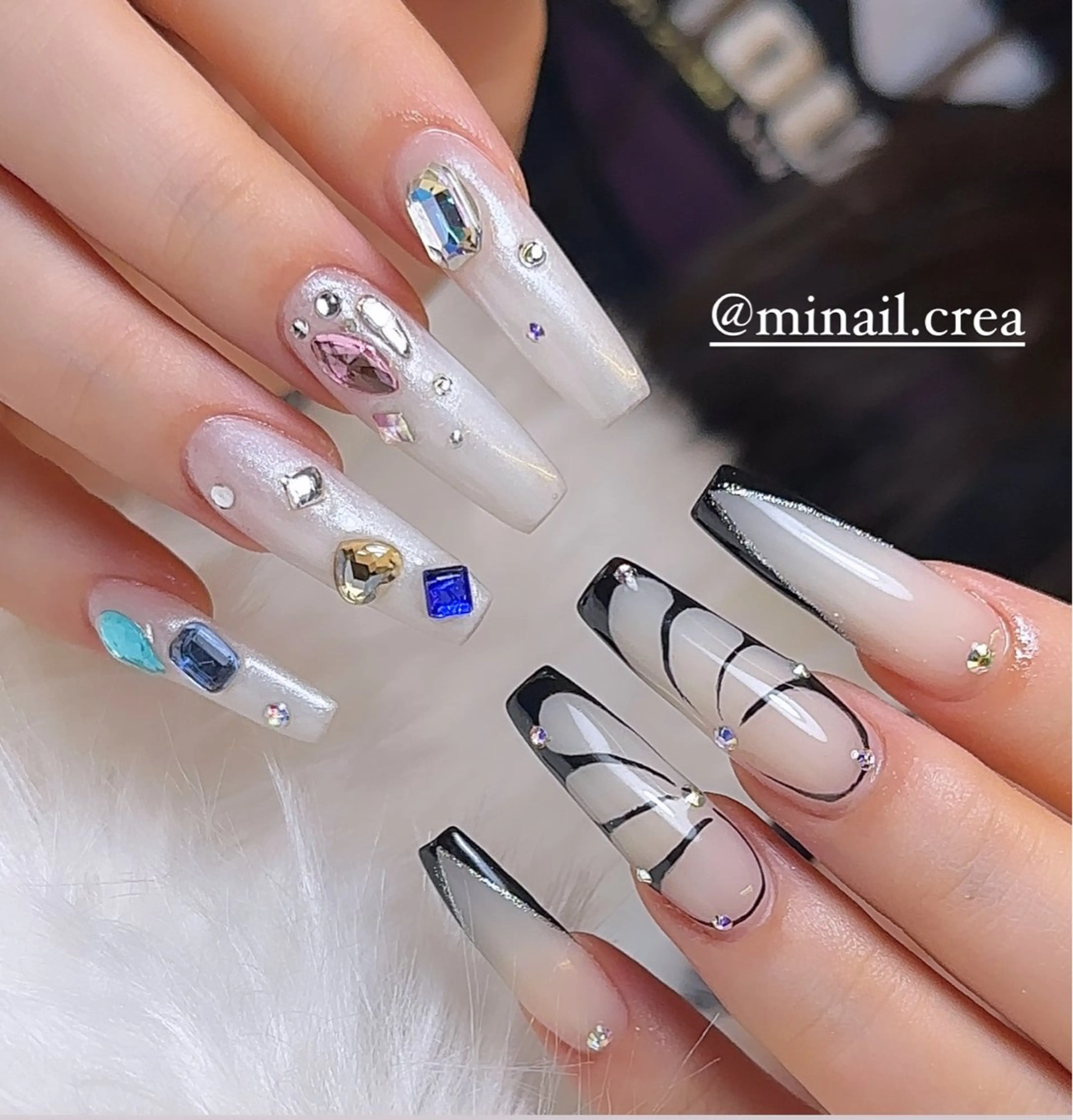 ネイル 長さ出し フレンチネイル キラキラネイル ロングネイル ワンカラーネイル ハンドネイル CRéA　-private nailsalon-所属・CReA nailのネイルデザイン