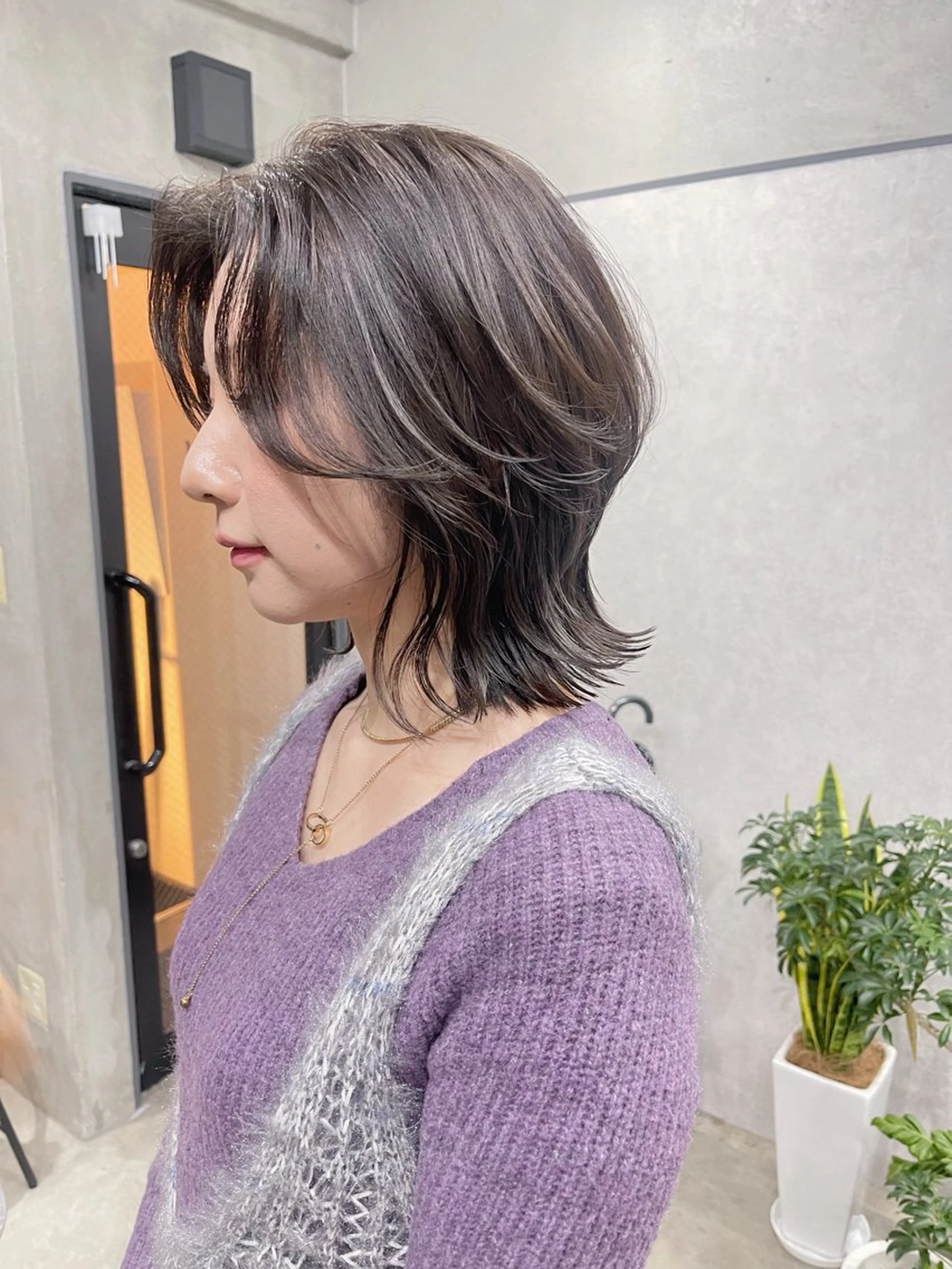 ミディアム カラー ボブレイヤー ボブ レイヤーカット カット ヘアカラー トリートメント AiM 大名　似合わせカットのヘアスタイル