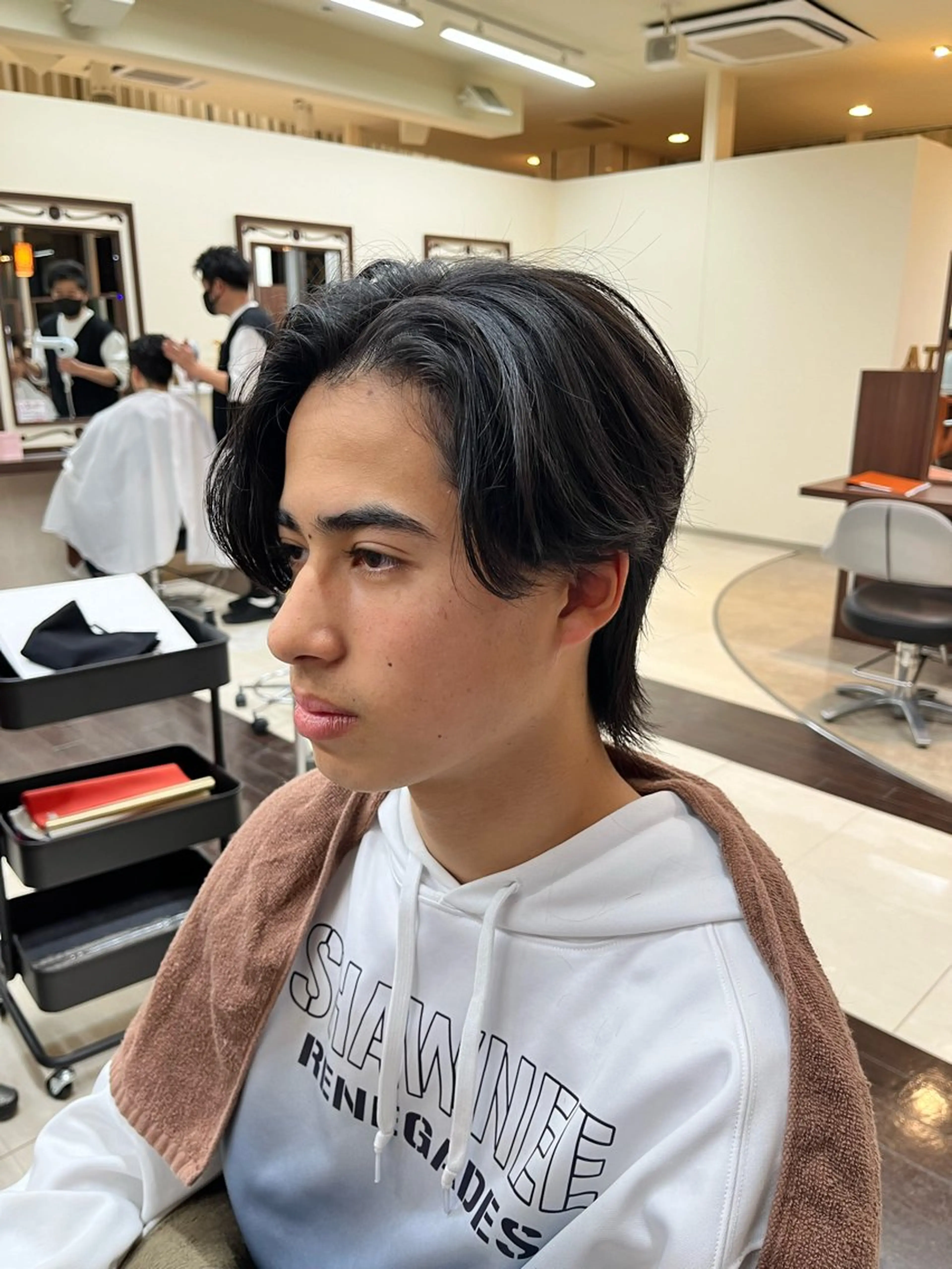 ショート パーマ メンズ センターパート メンズパーマ メンズウルフカット ウルフカット ニュアンスパーマ AROH men's cut&men's perm 船橋店所属・🧊メンズ特化🧊 高木航希のヘアスタイル