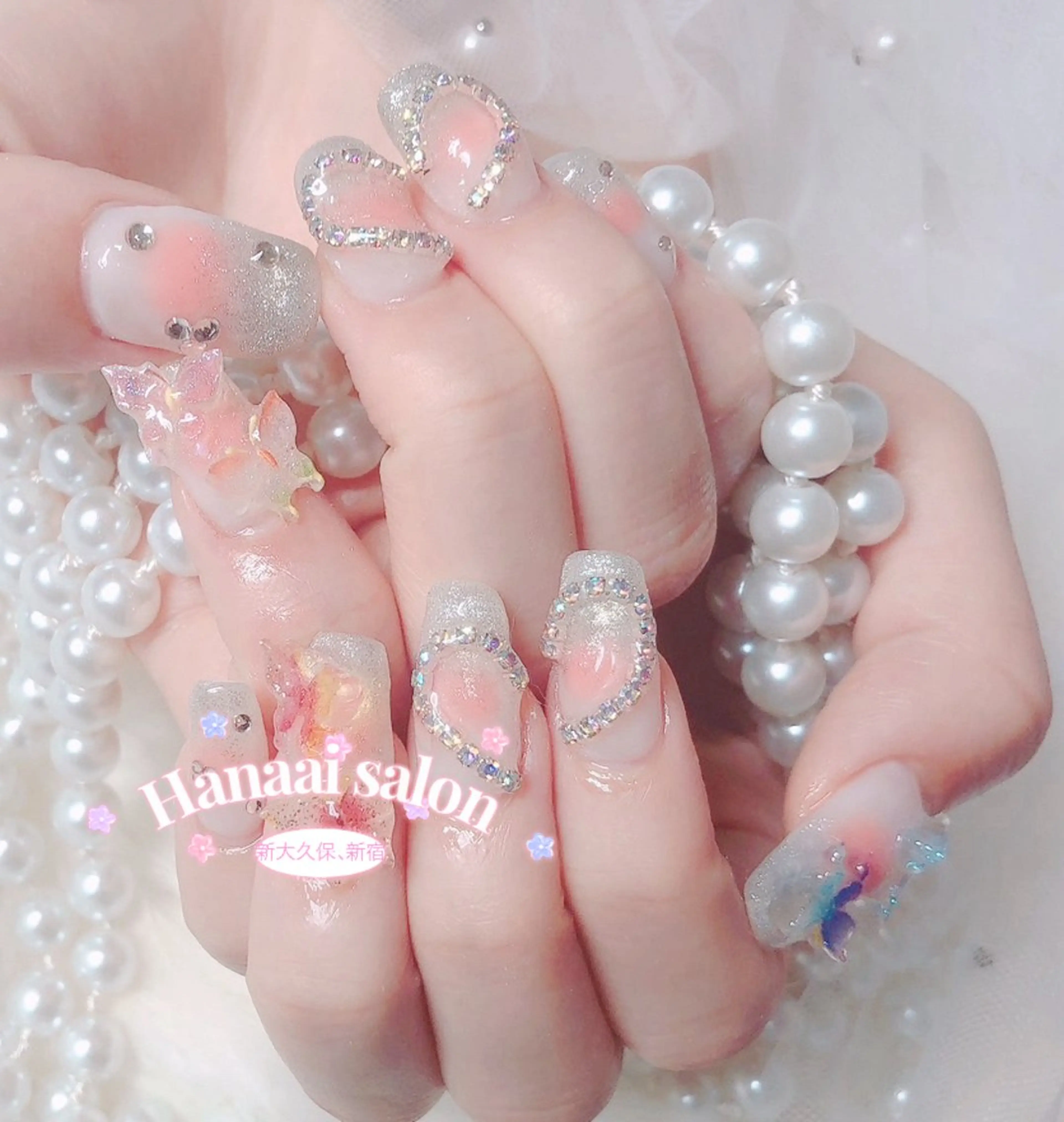 セミロング ハンドネイル Hanaai salon あまねのネイルデザイン