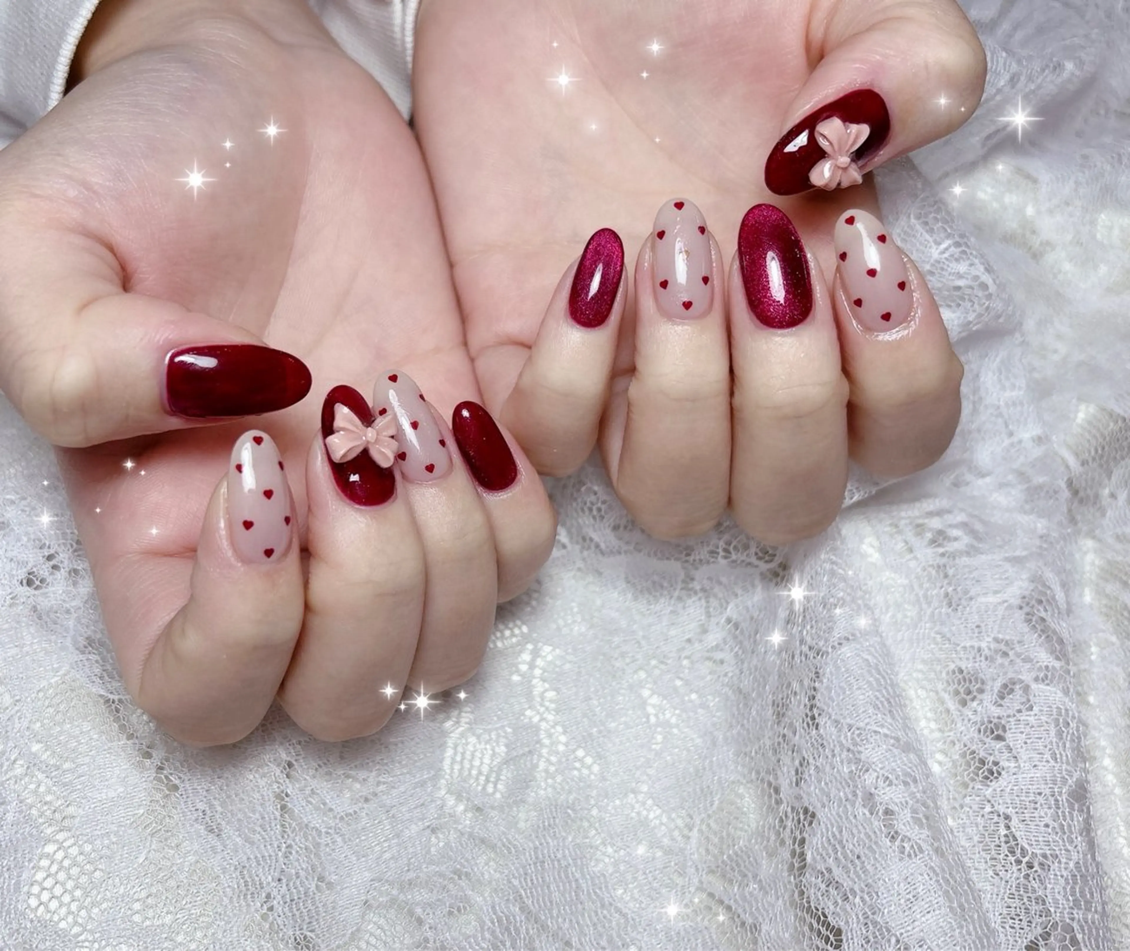 ネイル ハート マグネットネイル ハンドネイル FLARE NAIL フレアネイルのネイルデザイン