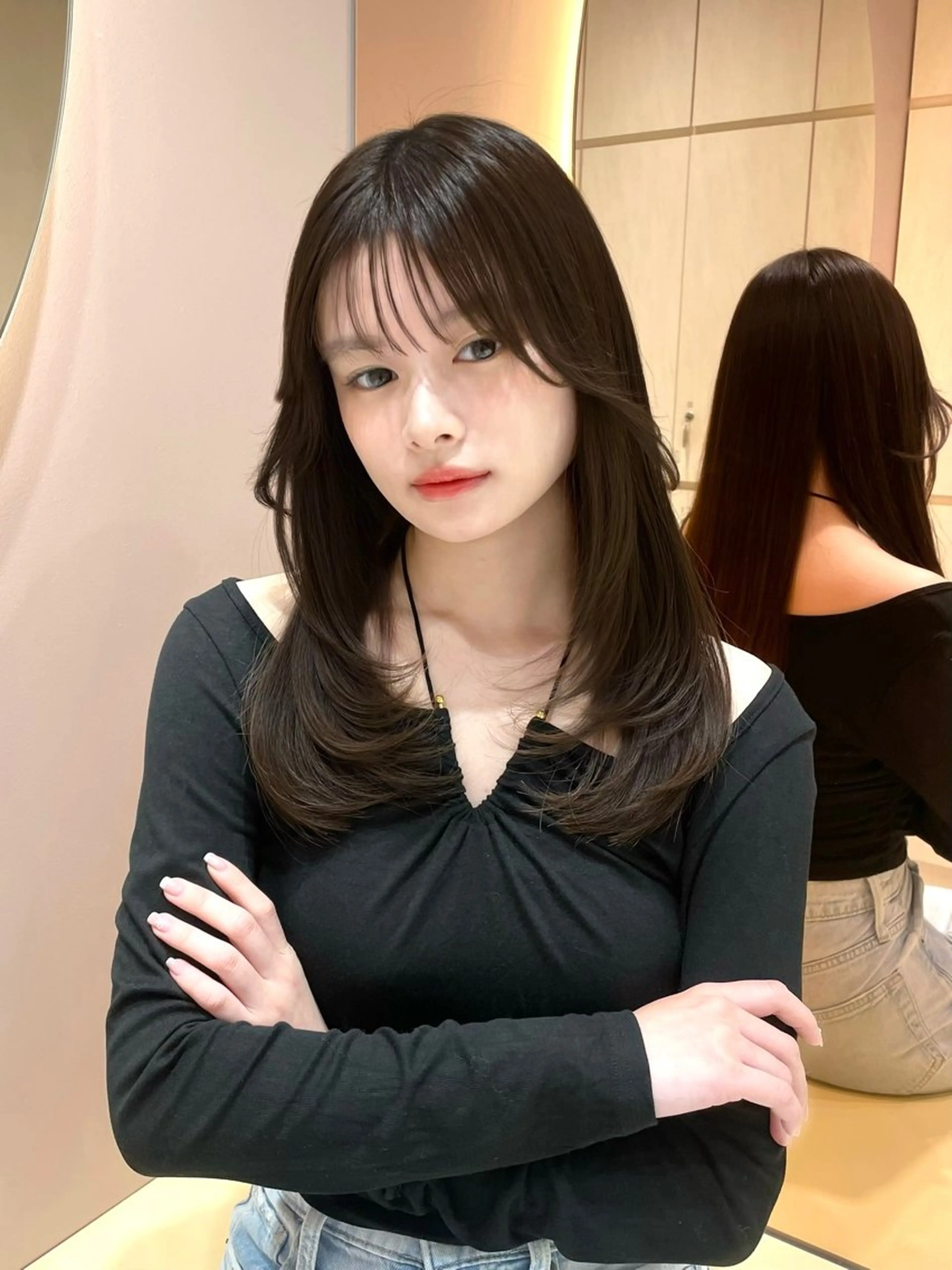 ミディアム カラー 美髪矯正 ブリーチな しダブル🍒❤ゆうきのヘアスタイル