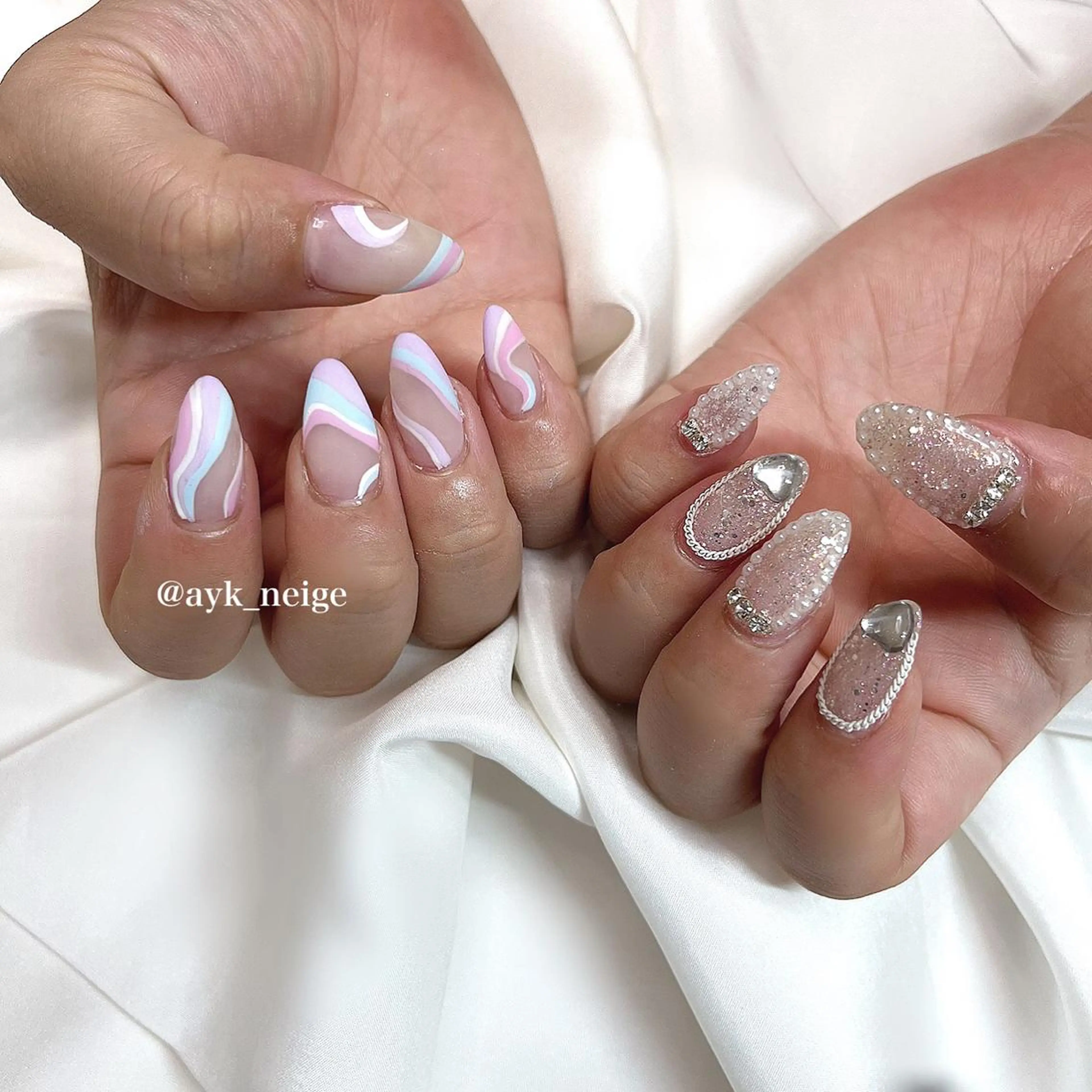 ネイル フットネイル フレンチネイル ガラスフレンチ グラデーション 韓国ネイル n'eige nail所属・大谷 綾香のネイルデザイン