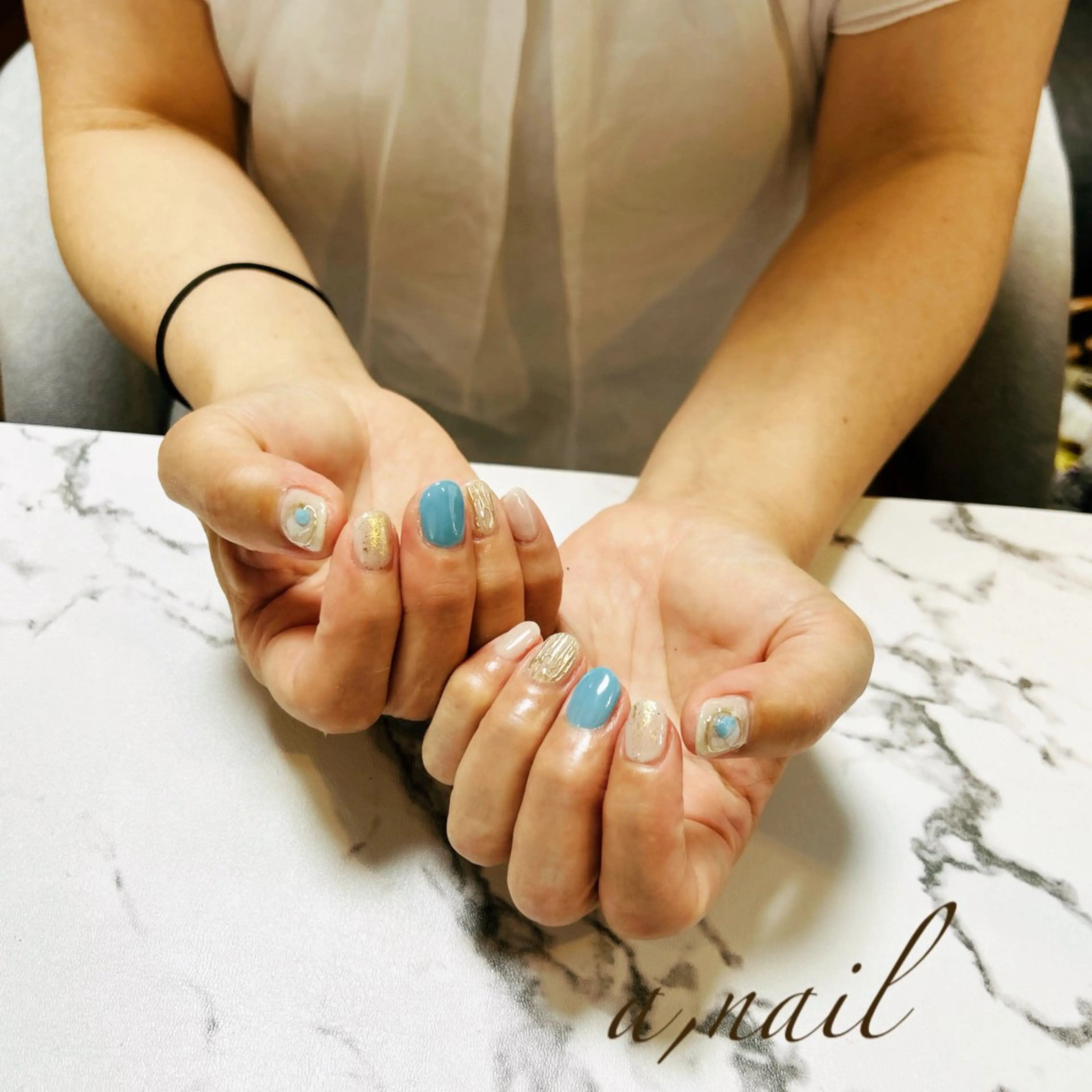 ネイル ジェルネイル ミラーネイル 夏ネイル ハンドネイル ネイルサロン エーネイルのネイルデザイン