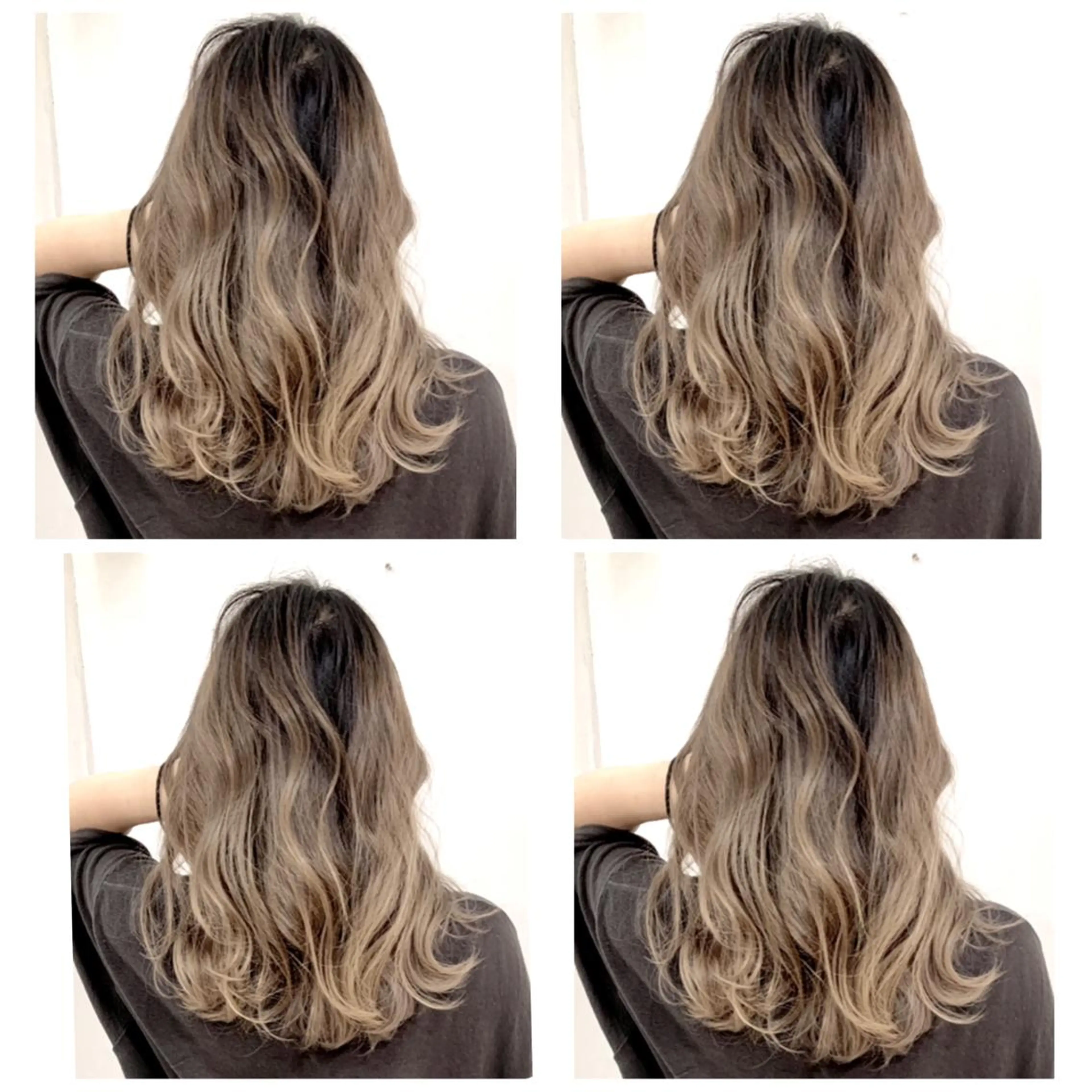 セミロング カラー アッシュ バレイヤージュ ブリーチ デザインカラー グレージュ カット ヘアカラー トリートメント 京都大人女性ショート 徒歩1分/秋山のヘアスタイル