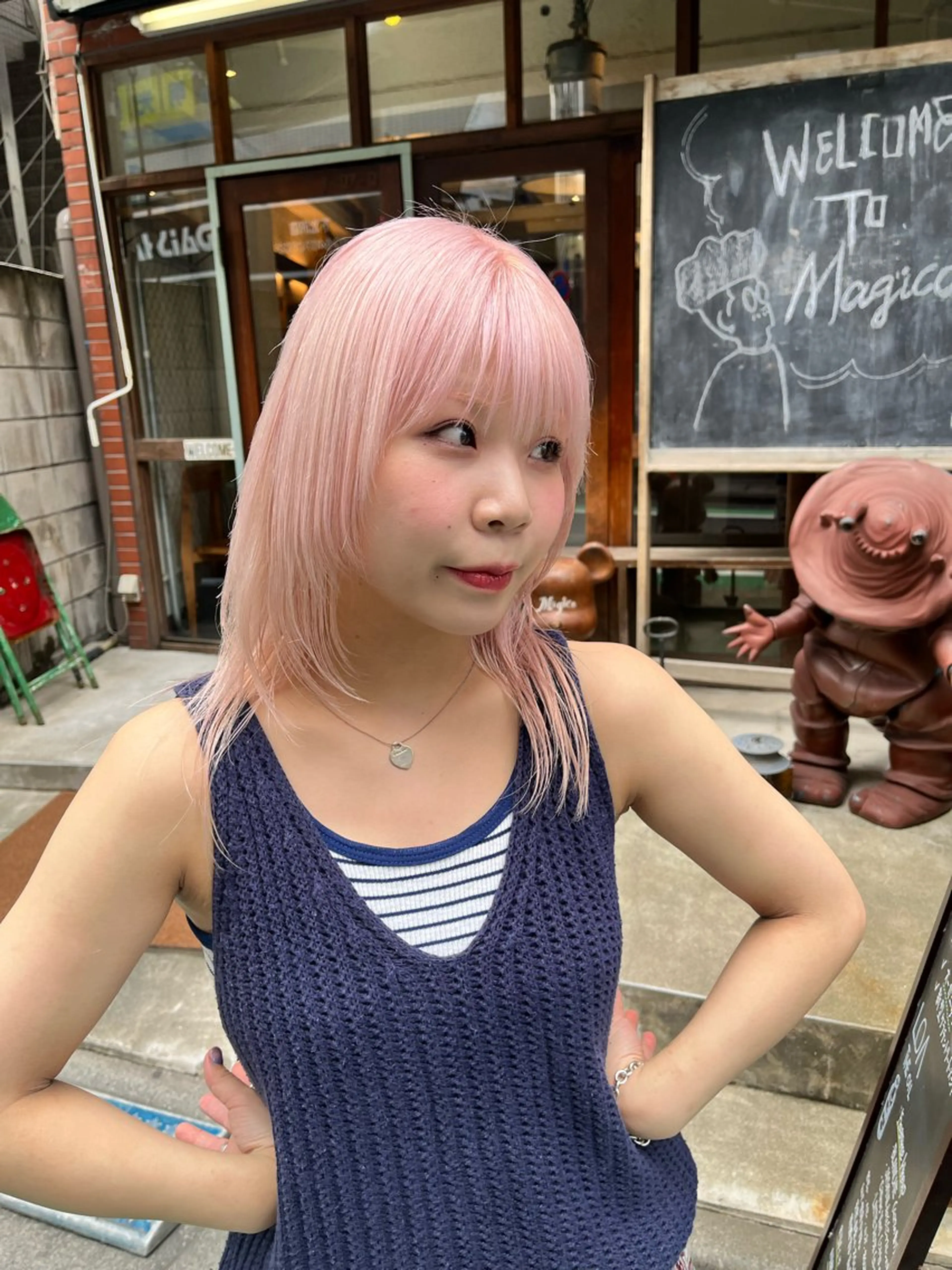 ミディアム カラー カット ヘアカラー トリートメント 🐝ハイトーン× レイヤーボブ/牧原のヘアスタイル