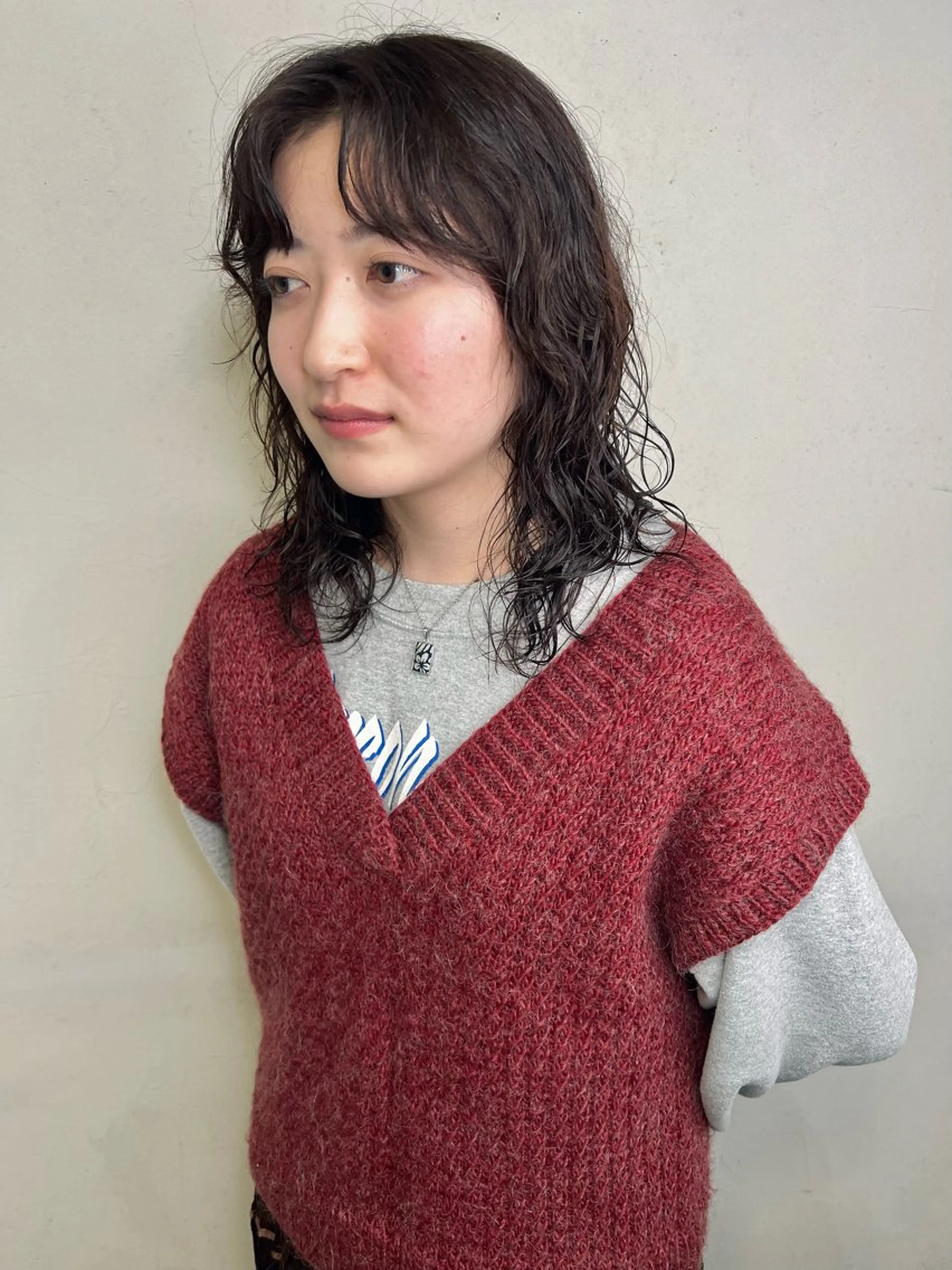 ミディアム パーマ ミディアムパーマ レイヤーカット 千葉 郁也のヘアスタイル