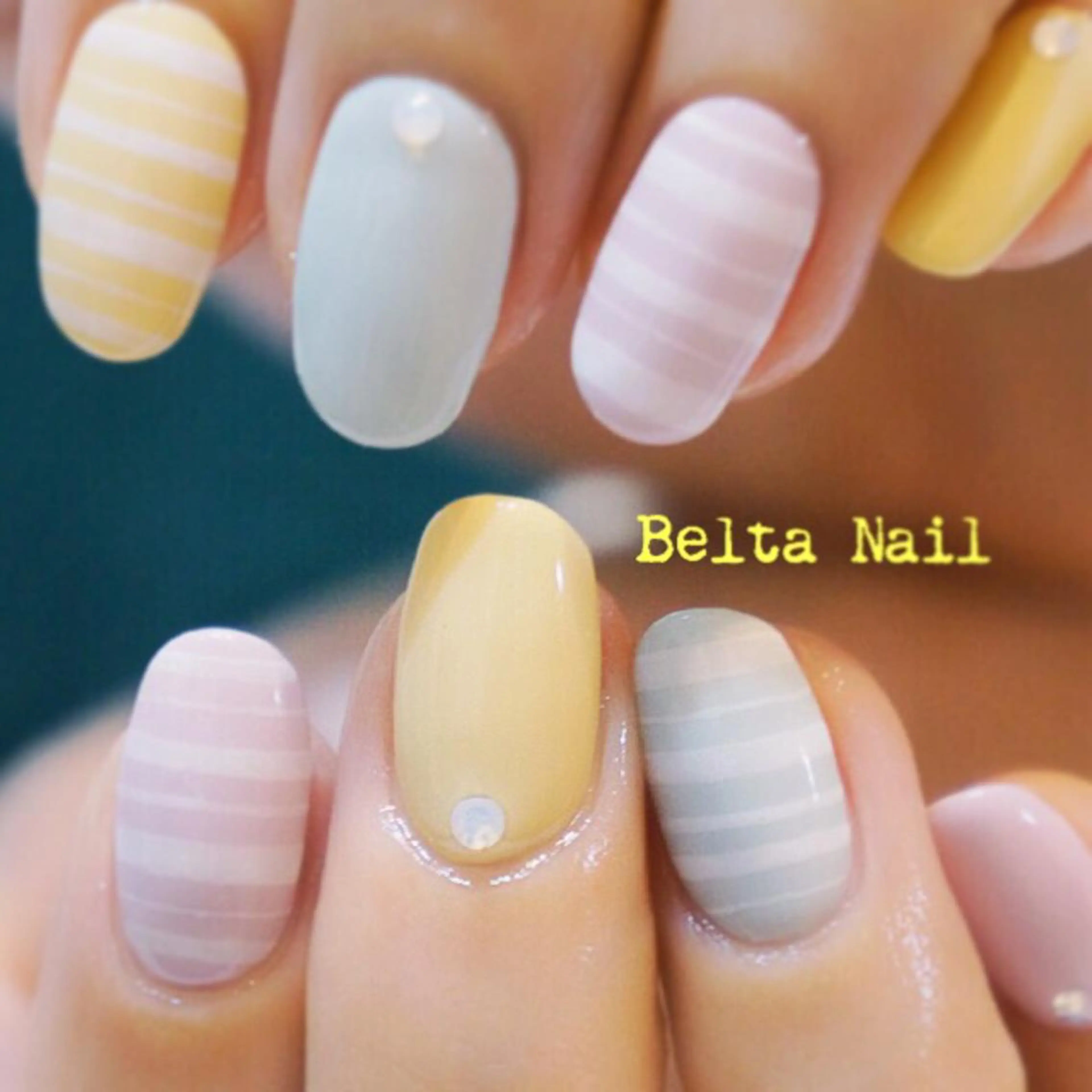 ネイル アートネイル ボーダー パステルネイル BELTA NAILのネイルデザイン