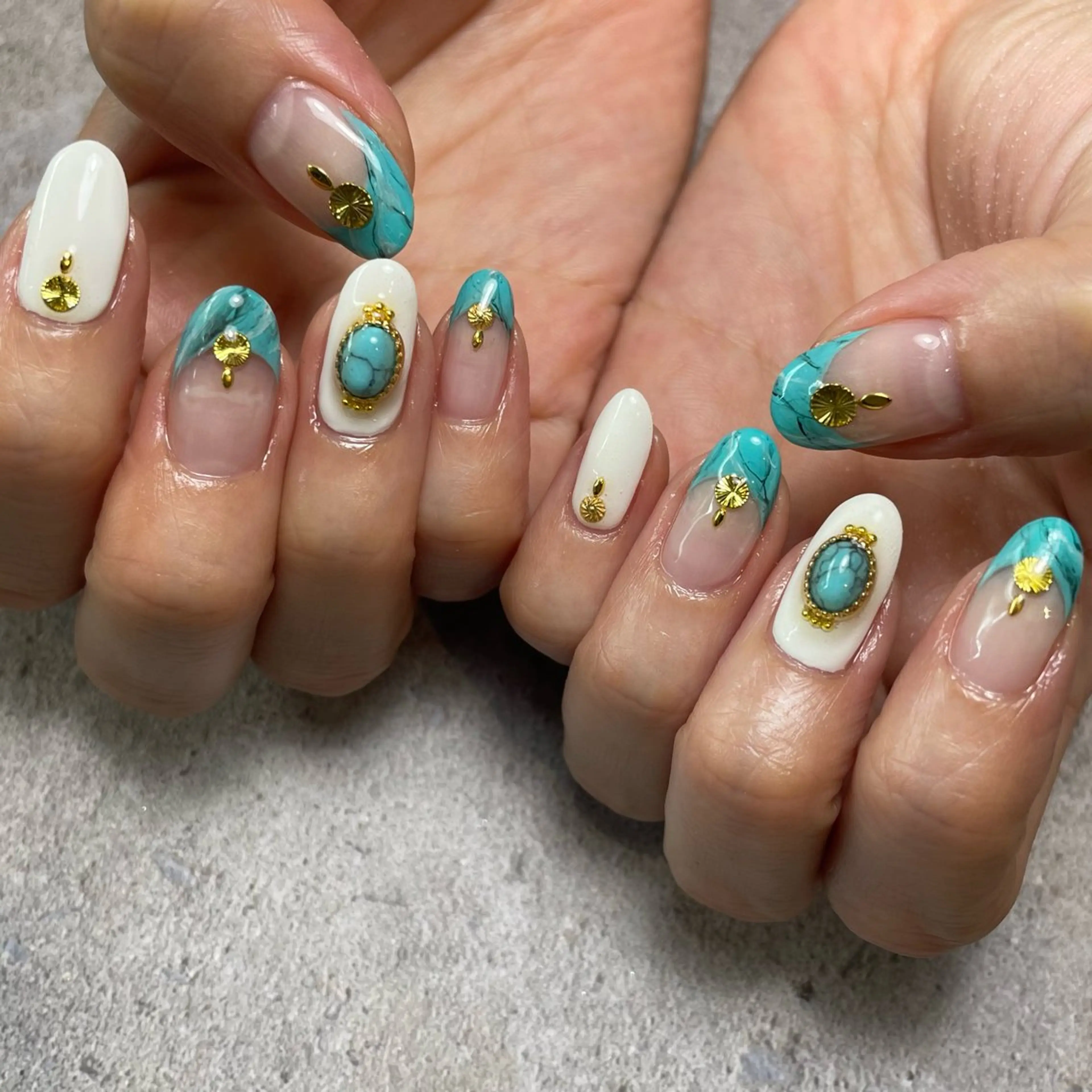 ネイル ブルー 持ち込み ハンドネイル Reflection marikoのネイルデザイン