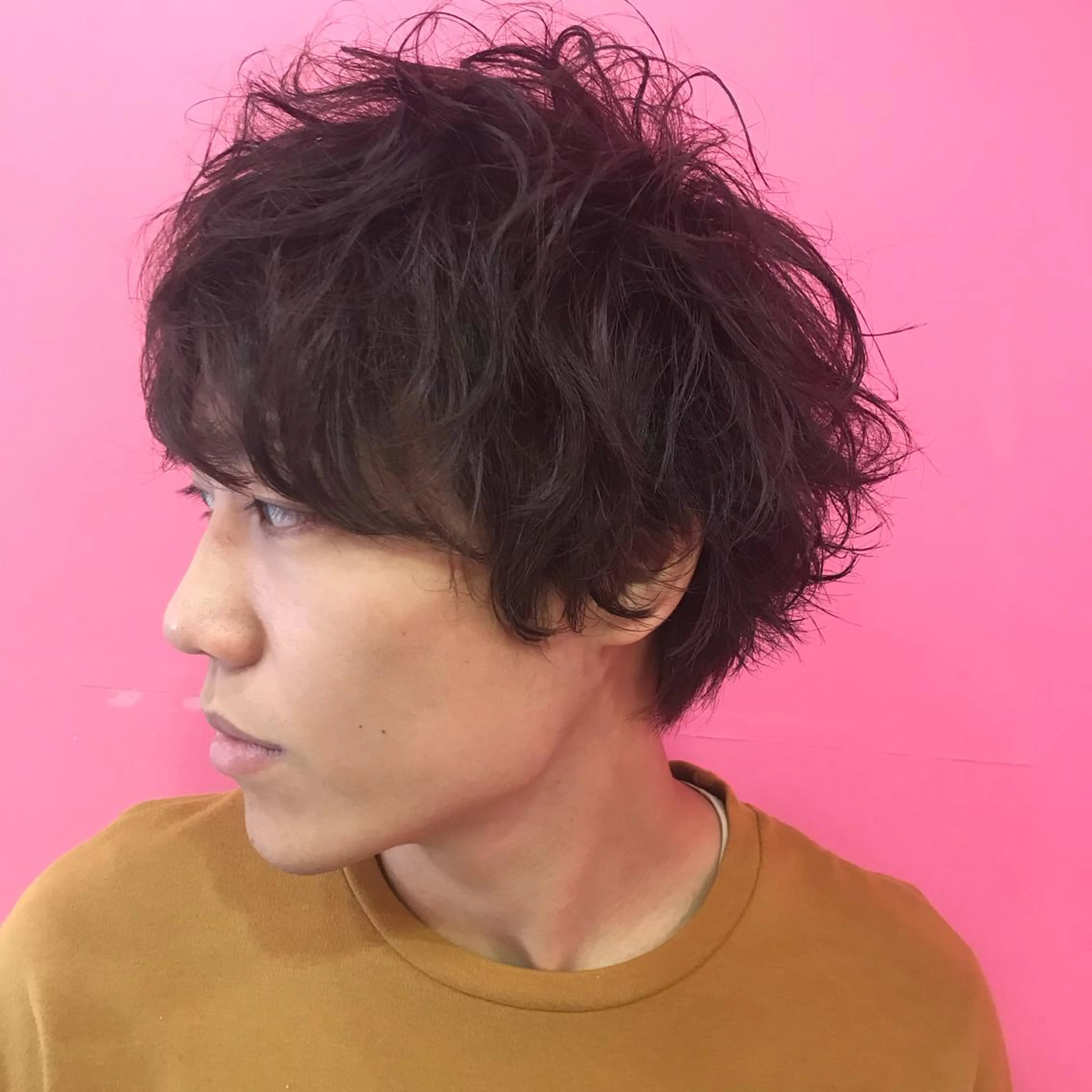 ショート カラー パーマ メンズ マッシュウルフ マッシュ メンズウルフカット ショートヘア ウルフカット カット Vir by browのヘアスタイル