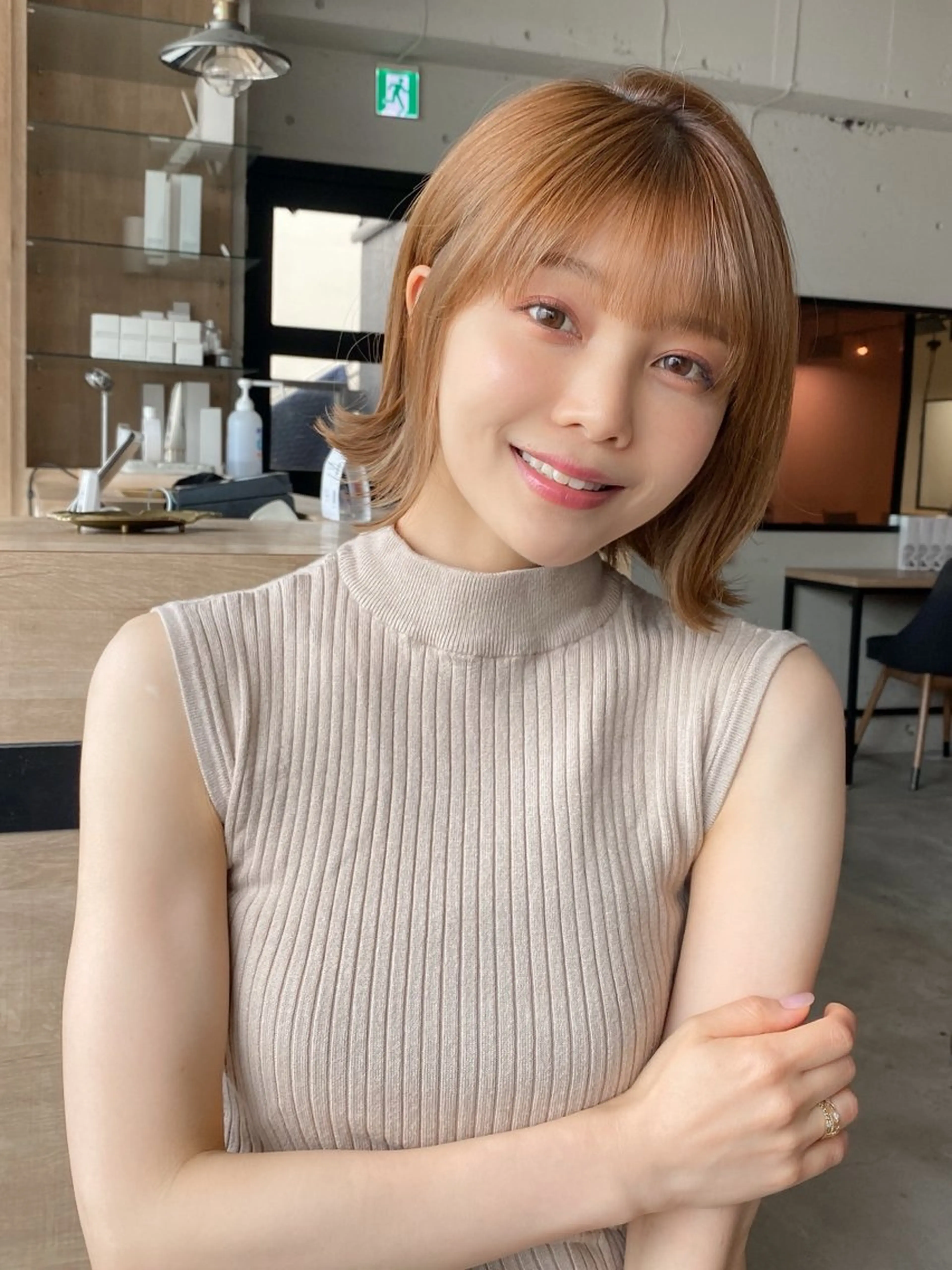 ミディアム カラー ボブ カット ヘアカラー トリートメント レイヤー×髪質改善✨ 渋谷/佐藤侑哉のヘアスタイル