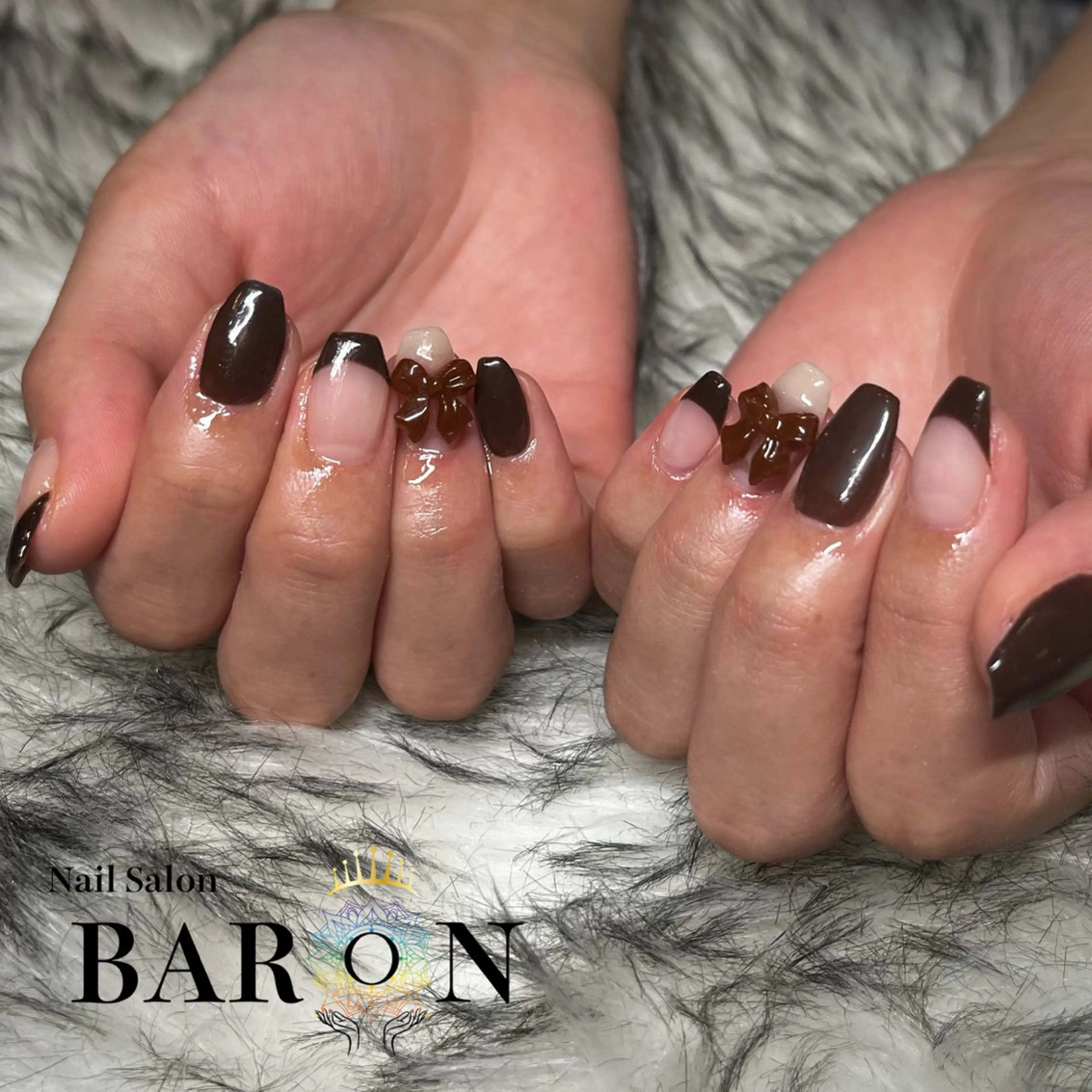 ネイル ブラウン フレンチネイル ハンドネイル ☆SAKI☆ BARON 店長のネイルデザイン