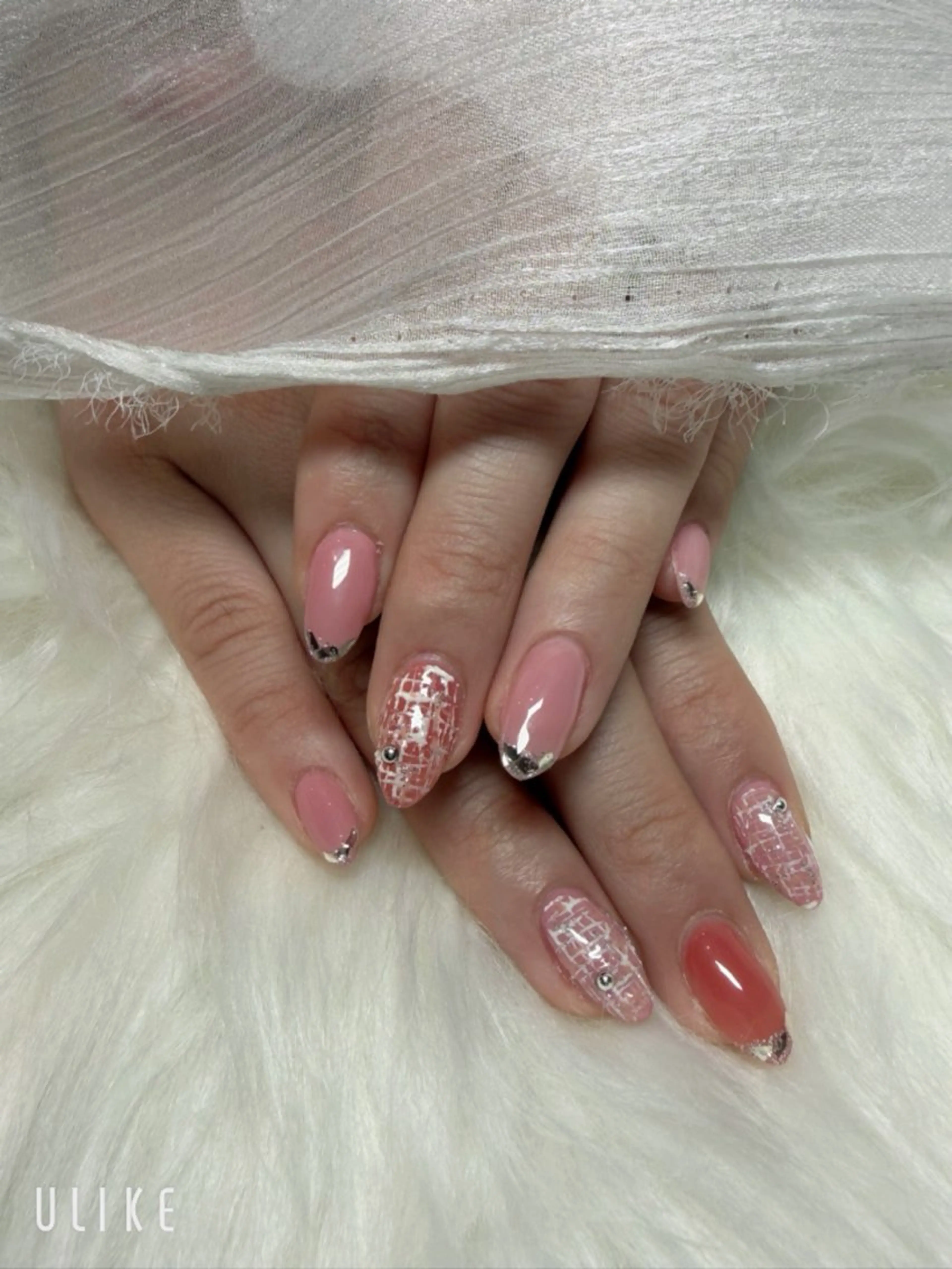 ネイル 春ネイル ツイードネイル ハンドネイル ネイルスクールw yuriのネイルデザイン