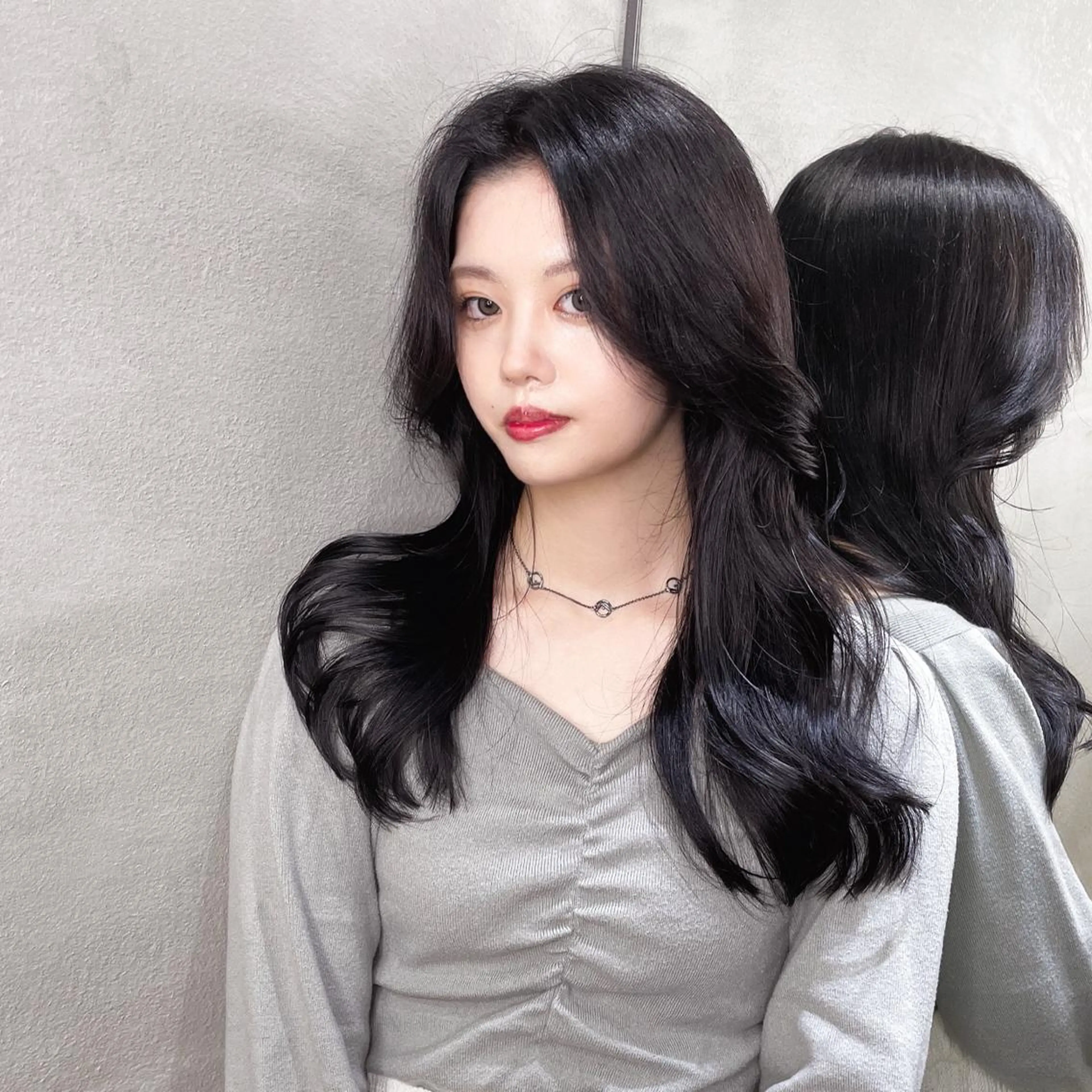 ロング カラー アディクシーカラー ベージュカラー 黒髪 ブリーチ ブルーカラー カット ヘアカラー ブリーチなしカラー ×韓国ヘア♡ヒデさんのヘアスタイル