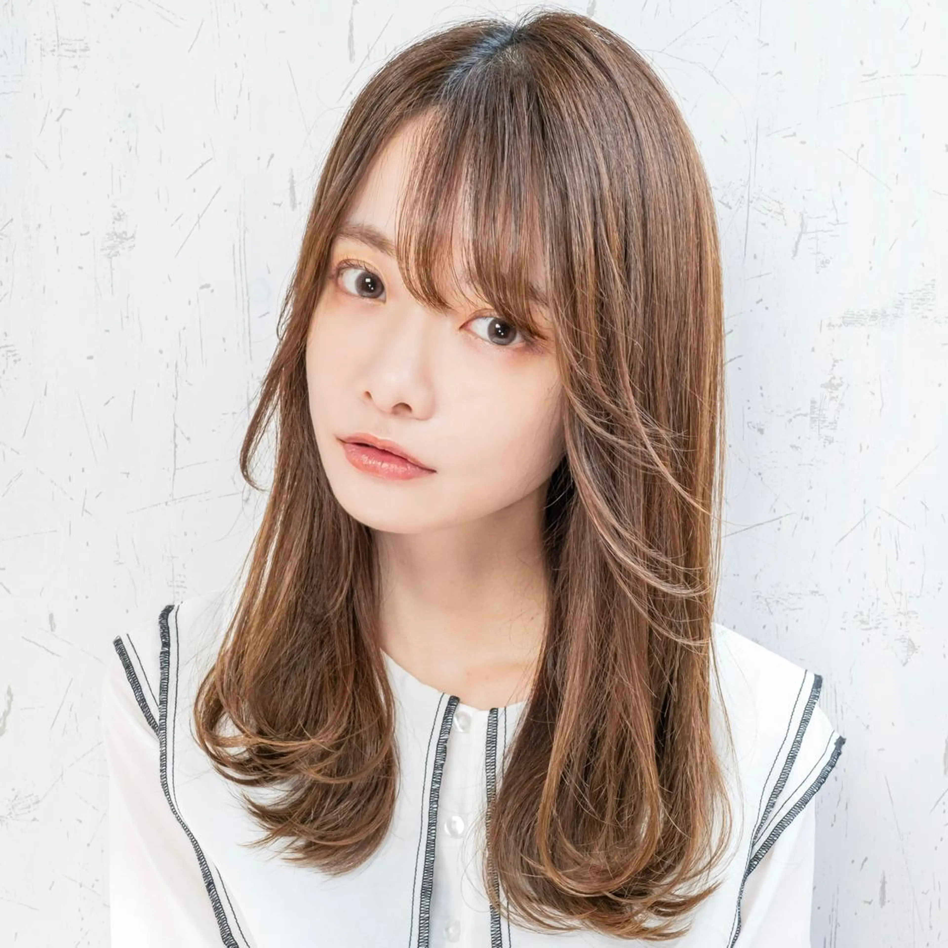 セミロング ヘアカラー トリートメント 新宿/韓国風レイヤー 髪質改善/渋谷直樹のヘアスタイル