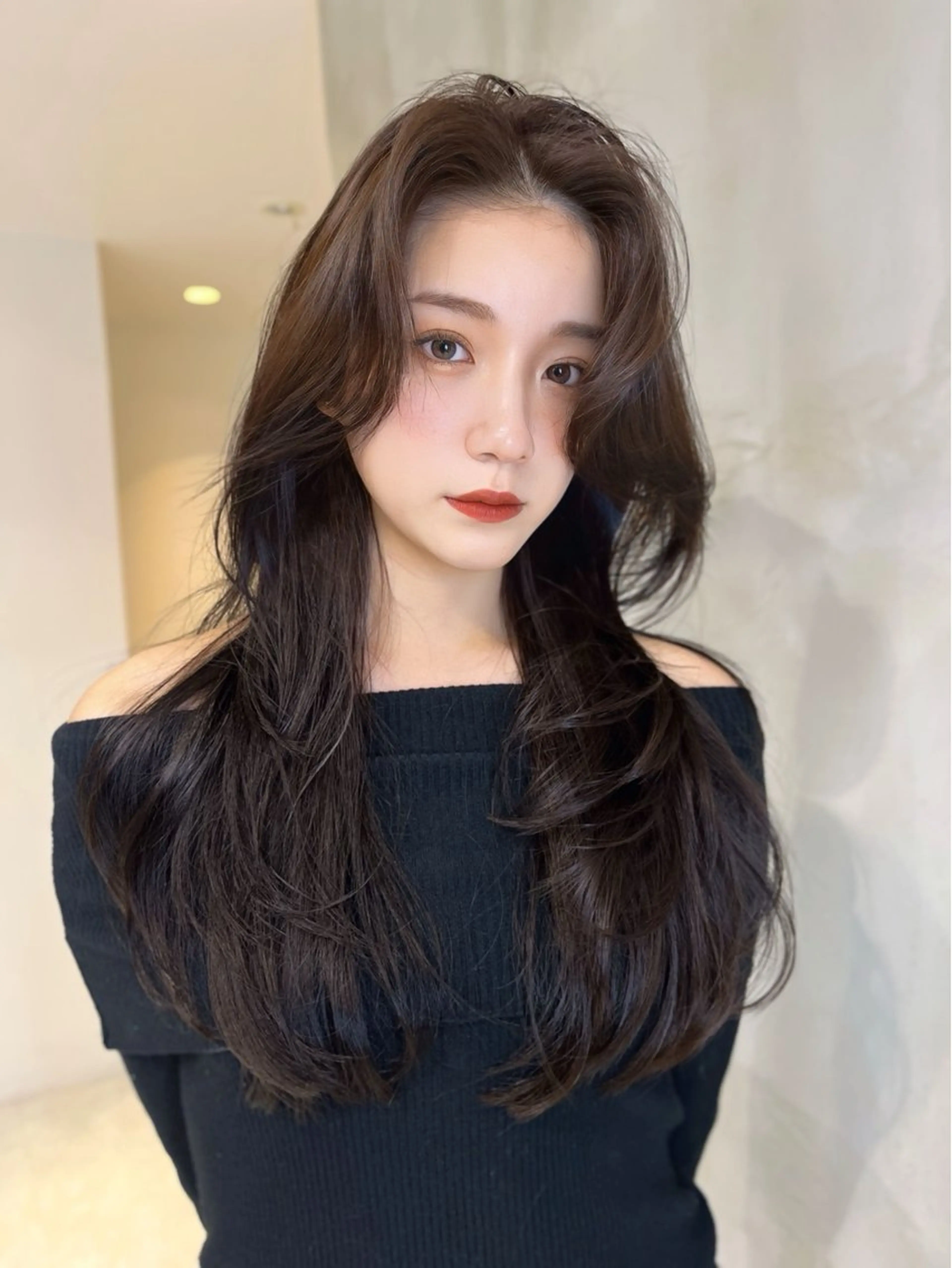 ロング カット ヘアカラー トリートメント 海野翔吾🇨🇳 ワンホンレイヤーのヘアスタイル