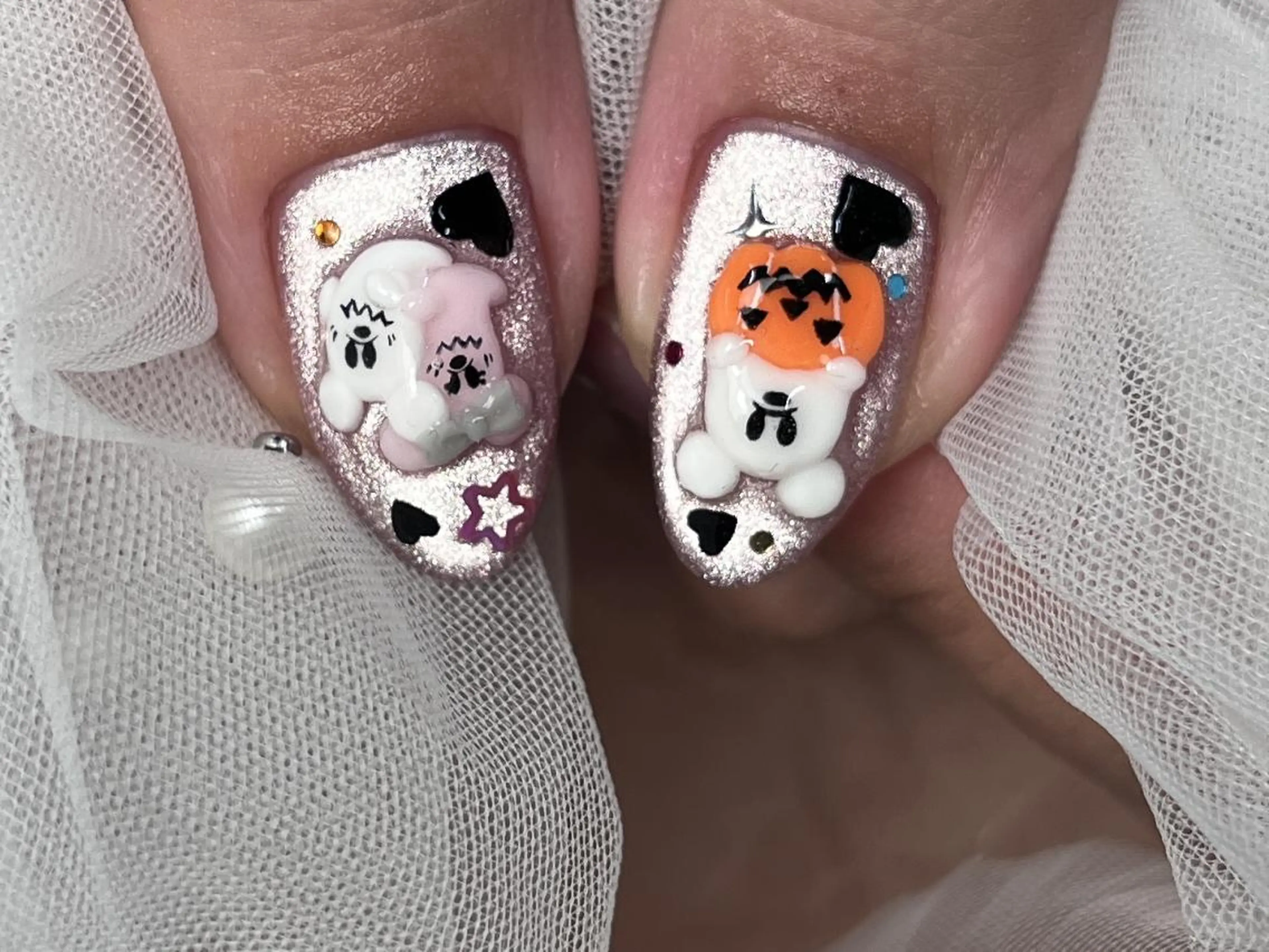 ネイル ハロウィン ハート キラキラネイル ラメ(グリッター) ハンドネイル ToliyDeliy Nail Salonのネイルデザイン