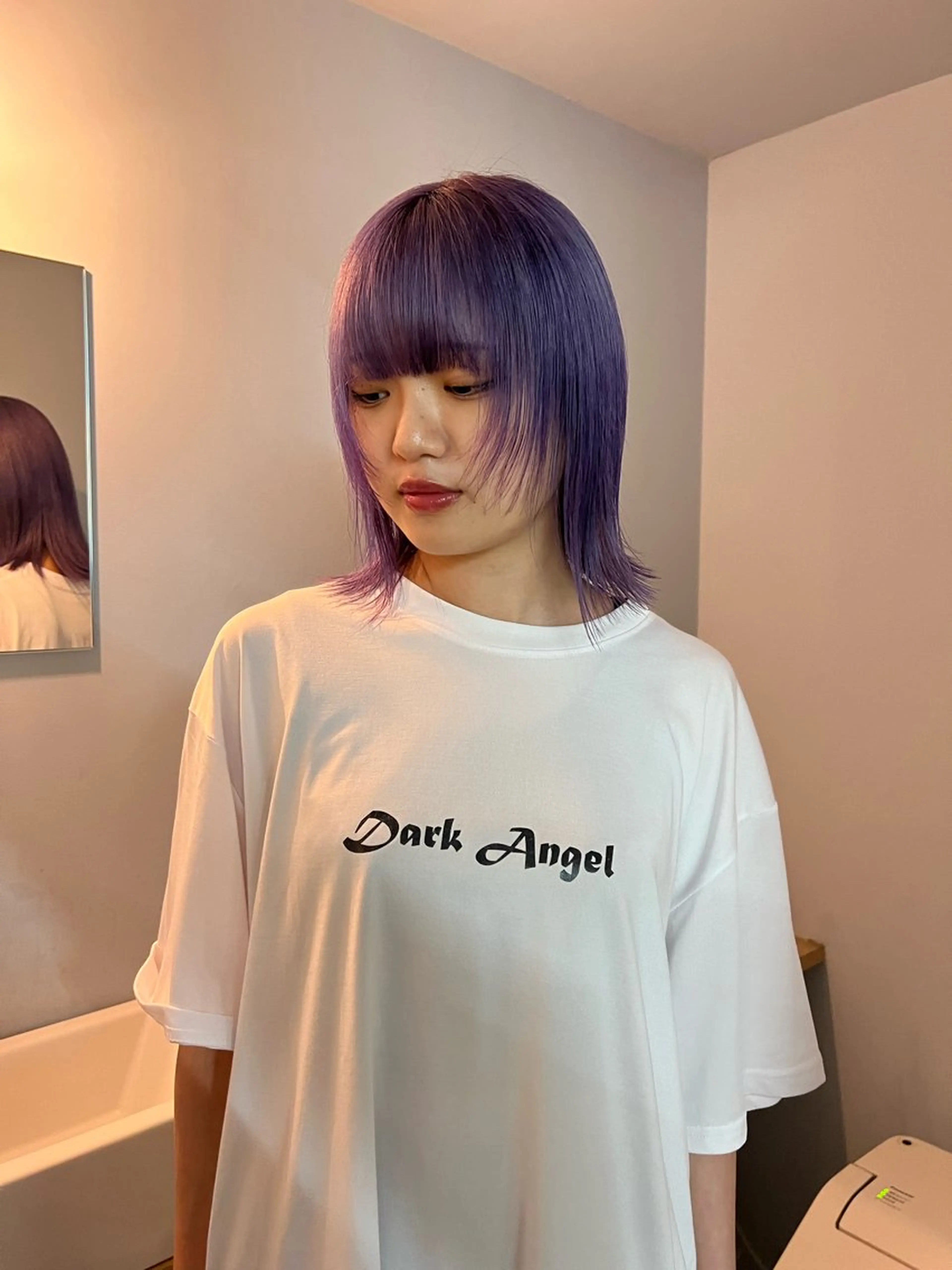 ミディアム 顔周りカット 舟橋耀/ブリーチカラ ー/レイヤーカットのヘアスタイル