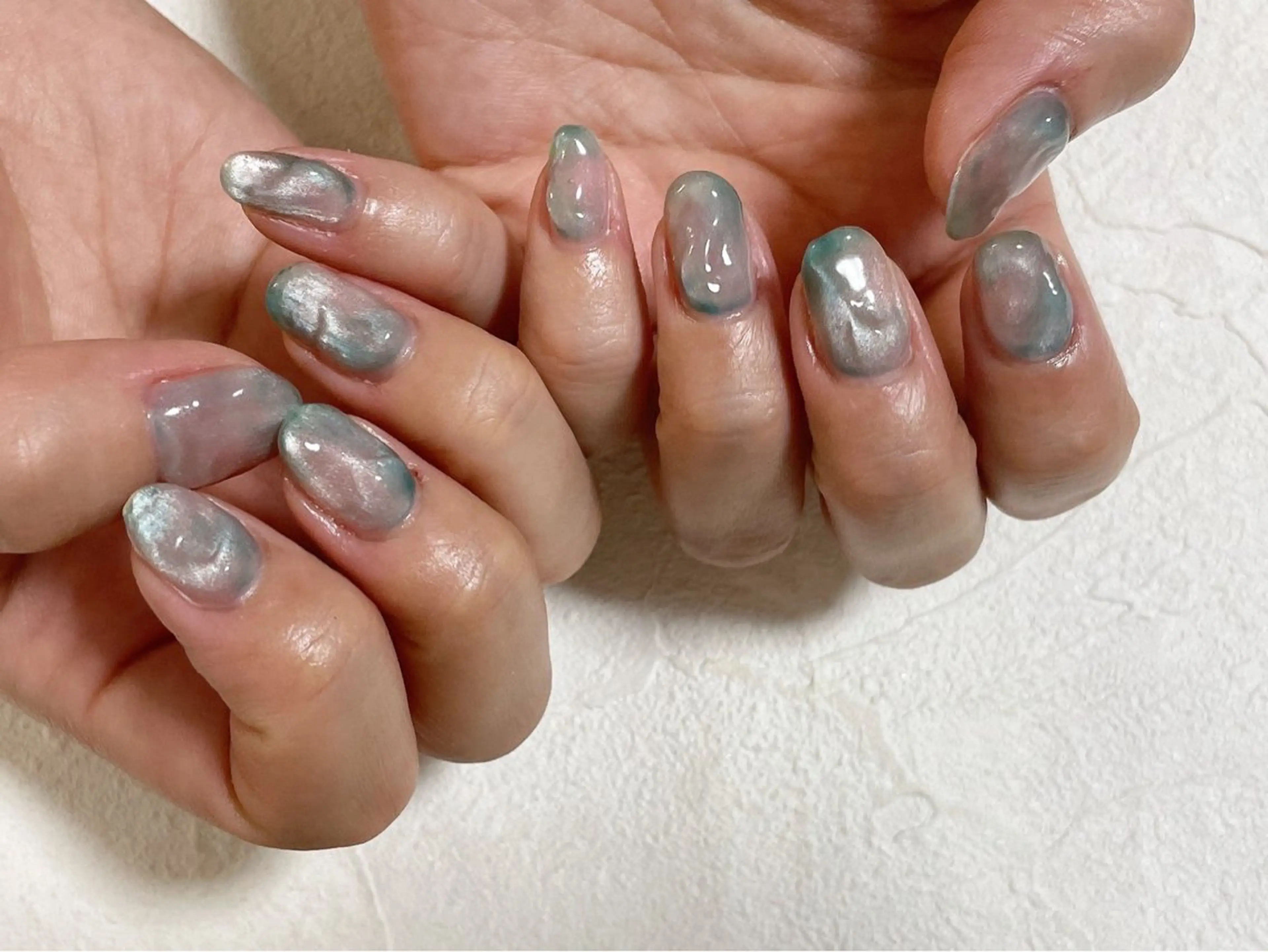 ネイル オーロラネイル フットネイル フレンチネイル ジェルネイル 韓国ネイル kiki nail たまプラーザのネイルデザイン