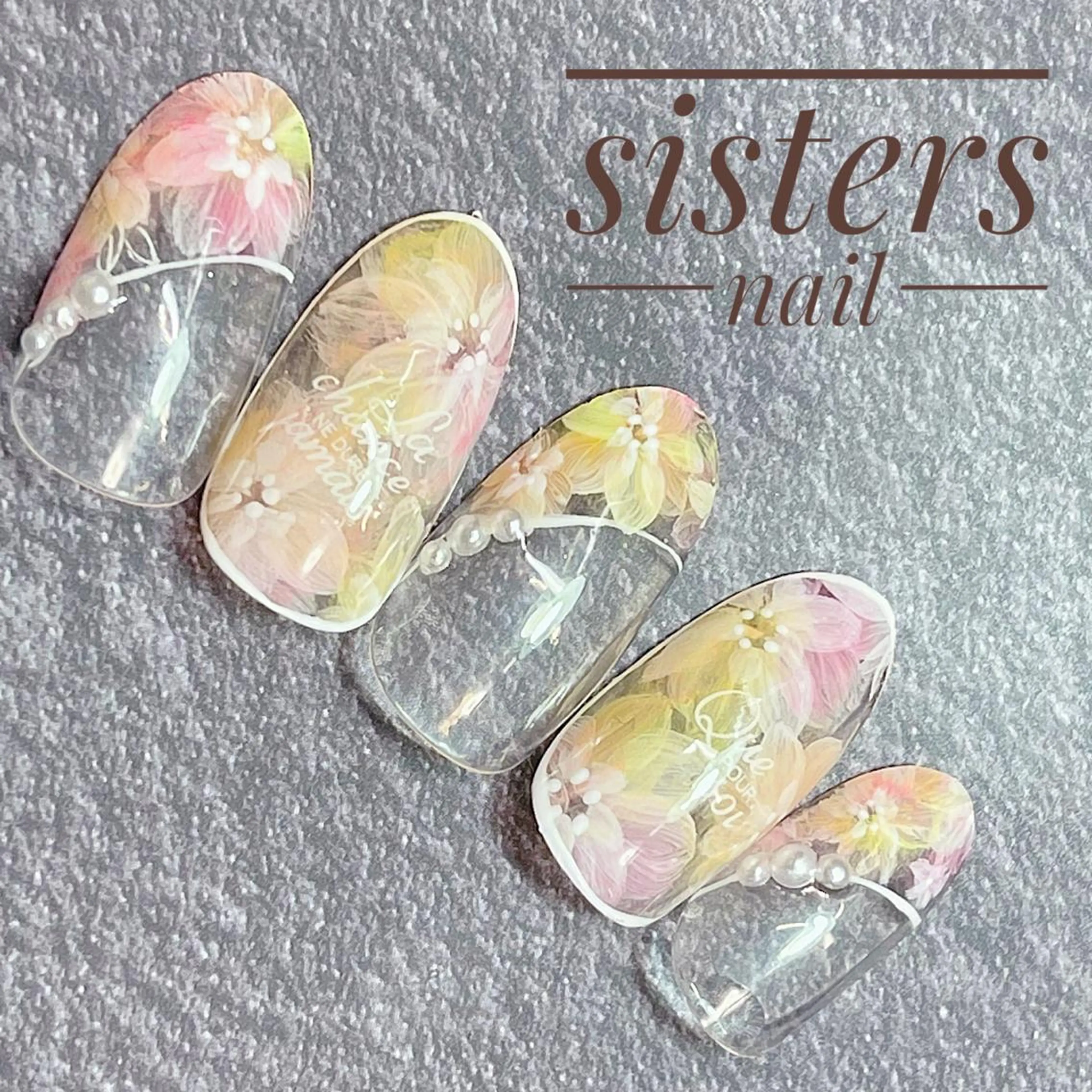 ネイル アートネイル フラワーネイル フレンチネイル 夏ネイル sisters nail.fのネイルデザイン
