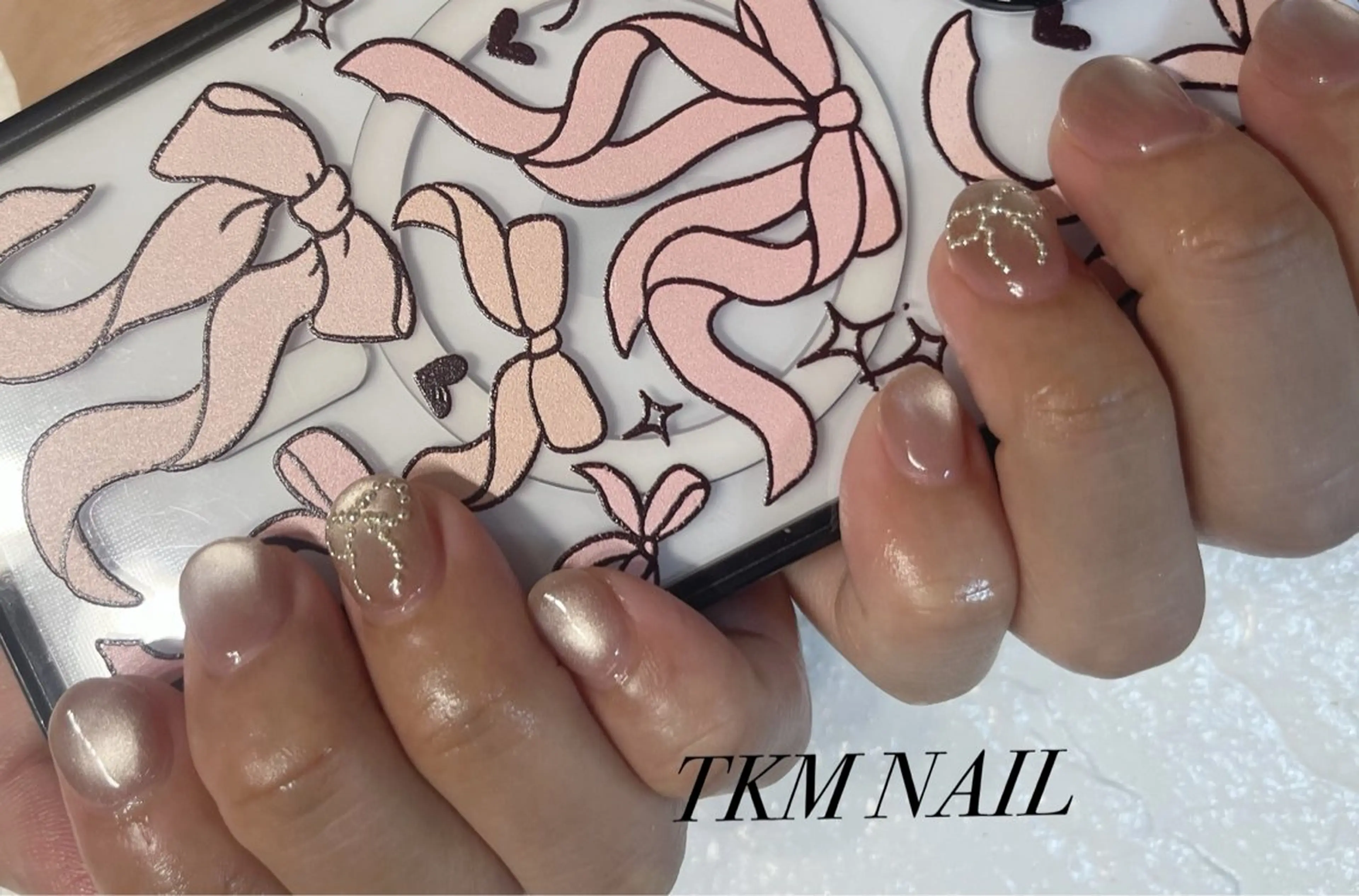 ネイル リボン シンプルネイル ______ TKM  NAILのネイルデザイン