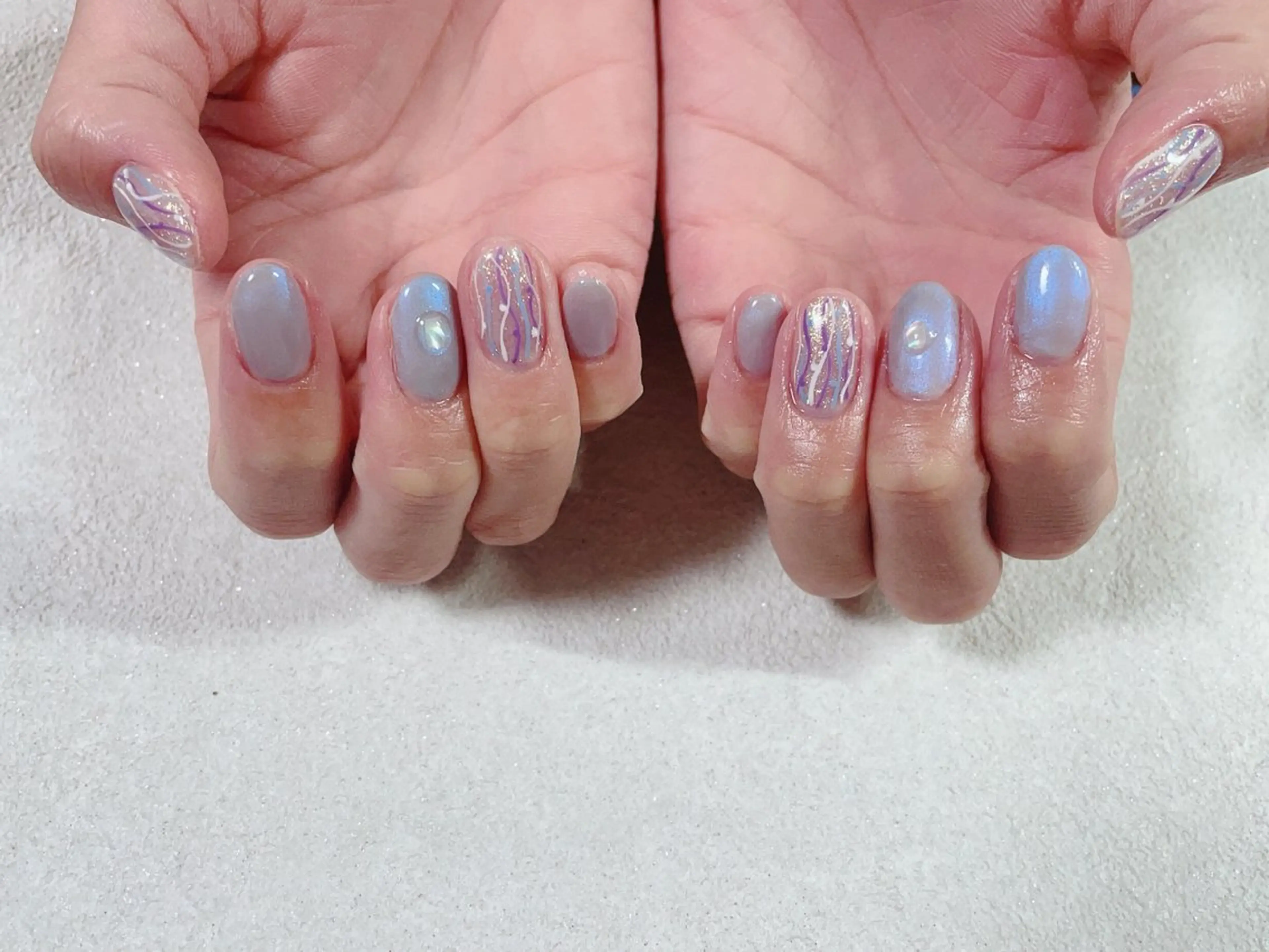 ネイル オーロラネイル フラワーネイル フットネイル フレンチネイル ジェルネイル kikinail 溝の口のネイルデザイン