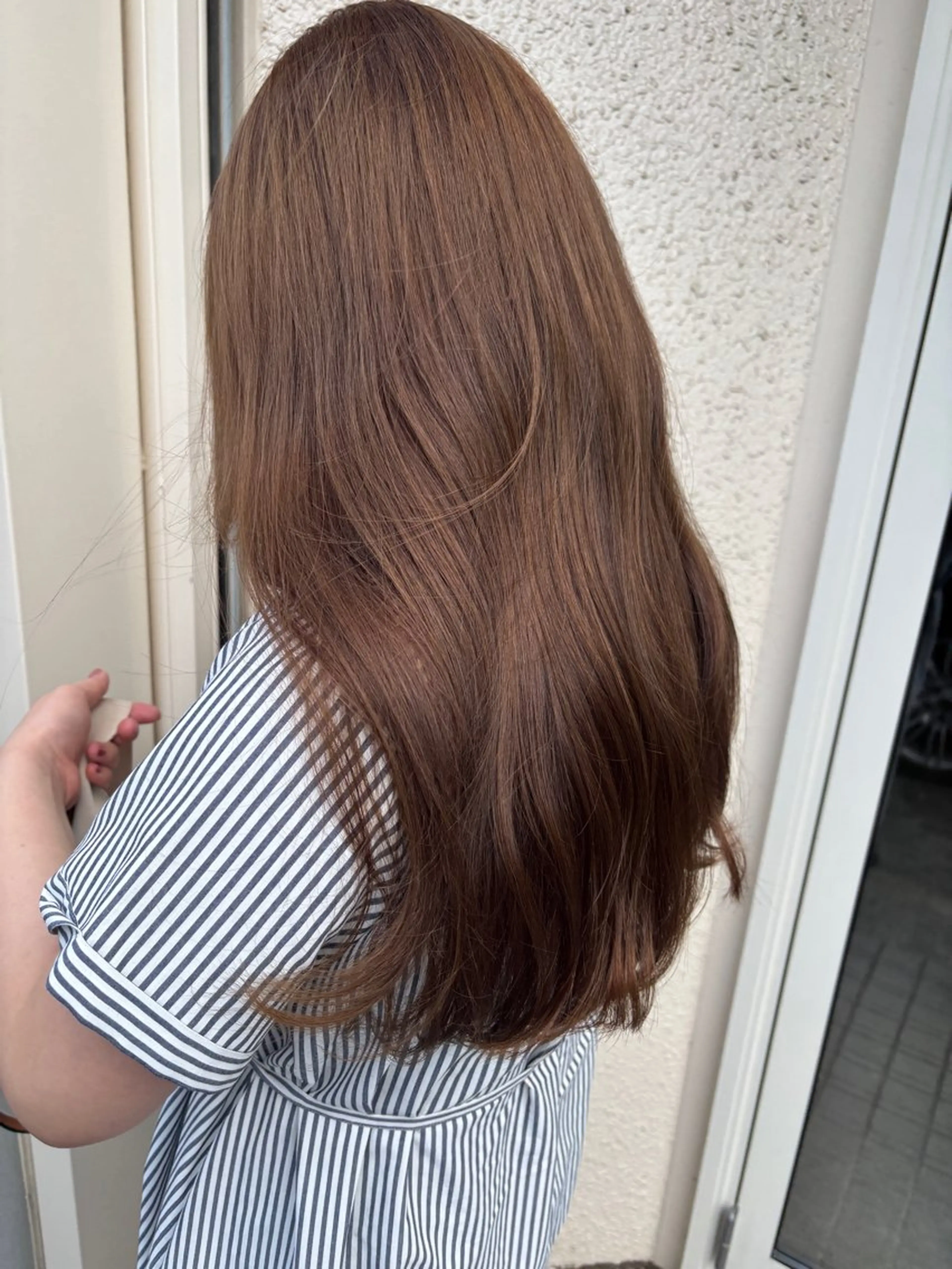 ロング ボブ 韓国風ヘア レイヤーカット ロング 縮毛矯正 ブリーチカラー🤍 髪質改善🌟のヘアスタイル