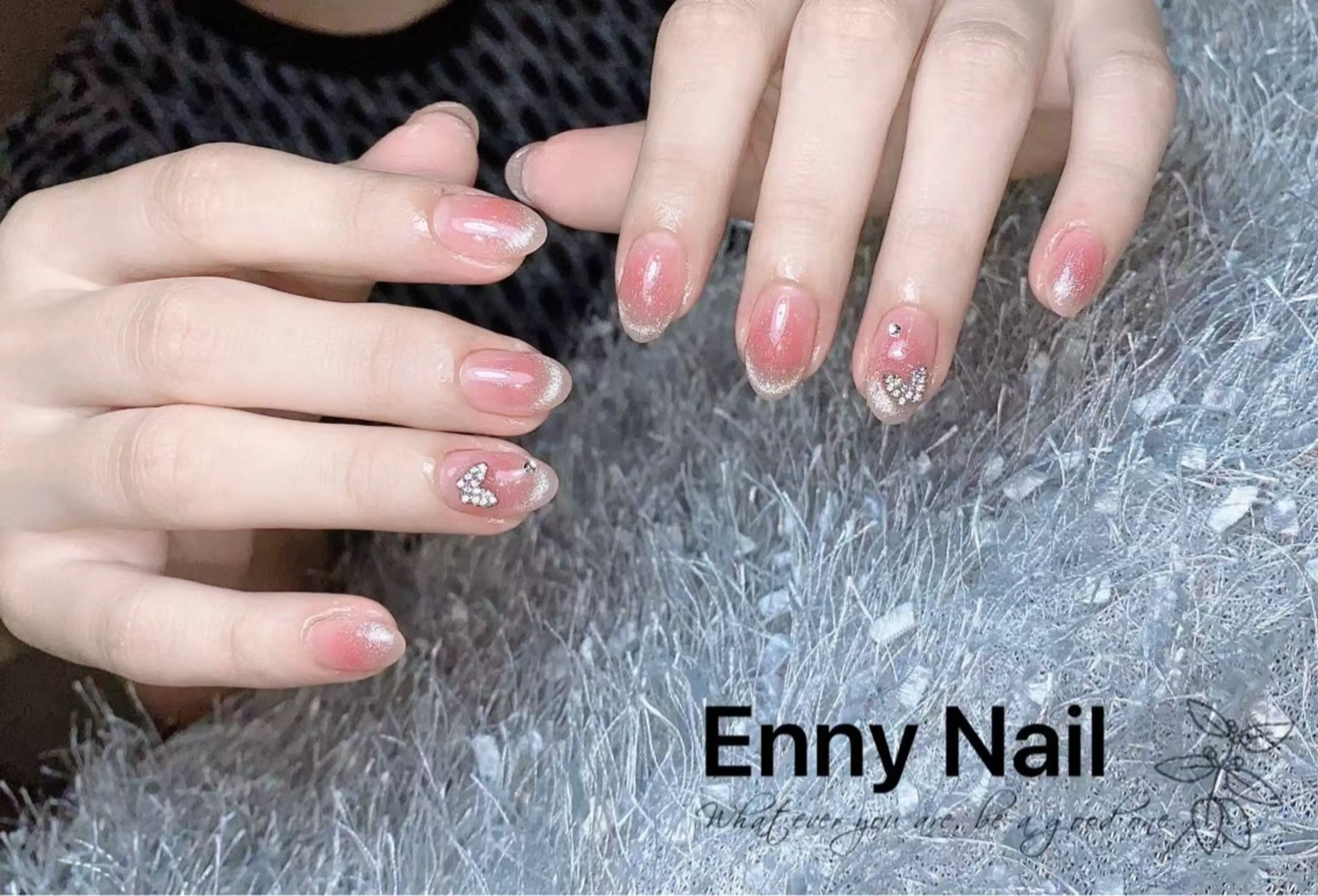 ネイル チークネイル フットネイル フレンチネイル ジェルネイル ガラスフレンチ Nailsalon Ennyのネイルデザイン