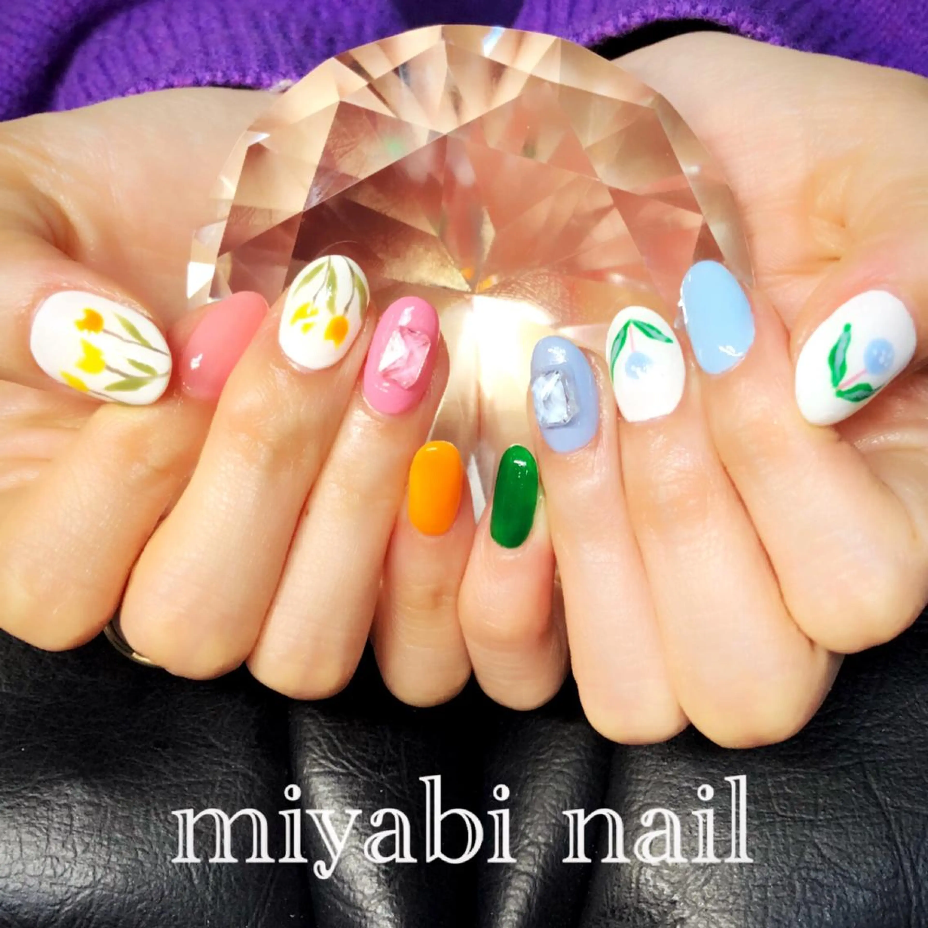 ネイル アートネイル クリアネイル フラワーネイル 持ち込み ニュアンスネイル miyabi nail 桂川駅近くのネイルデザイン