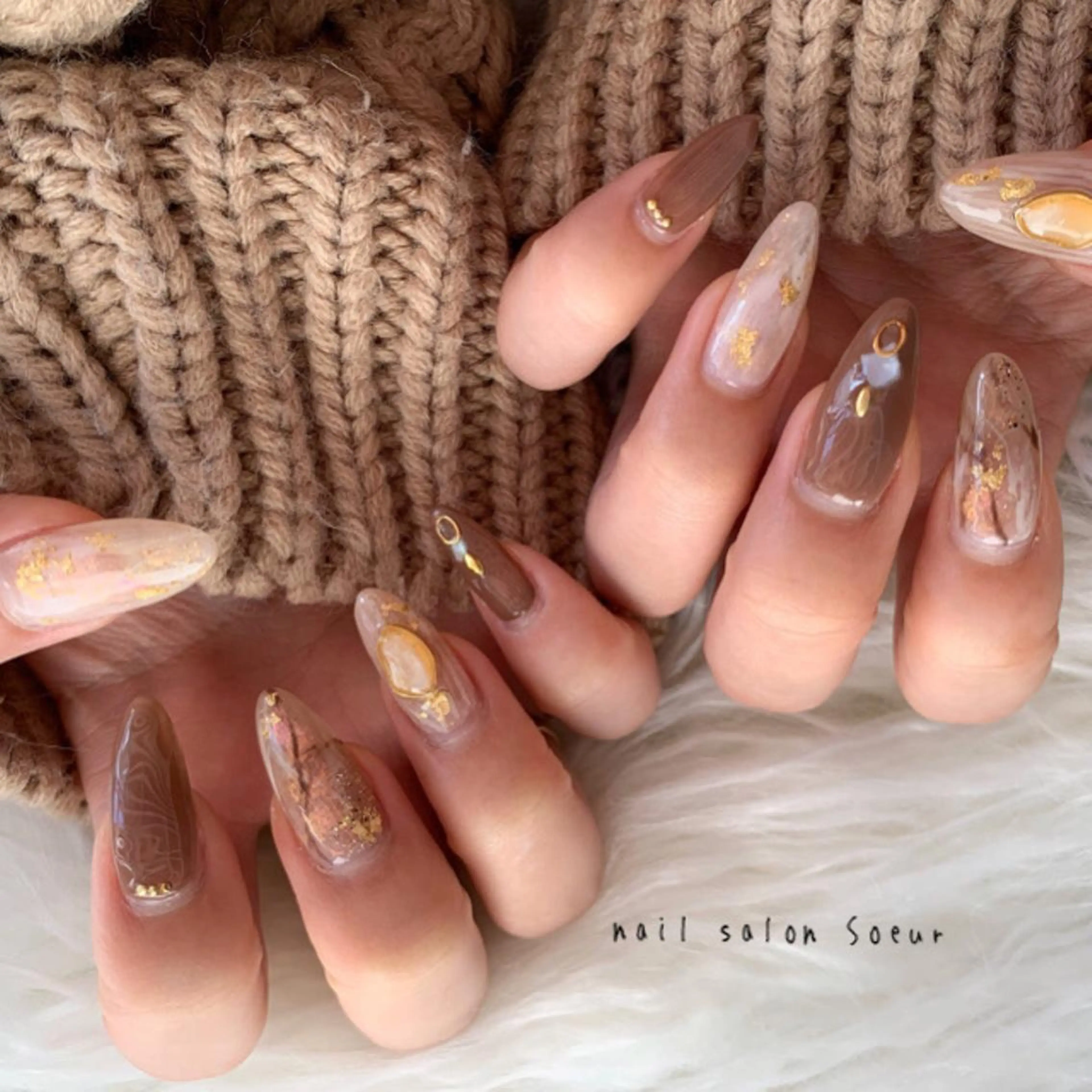 ネイル アートネイル 長さ出し ジェルネイル マットネイル ミラーネイル ハンドネイル nail salon Soeurのネイルデザイン