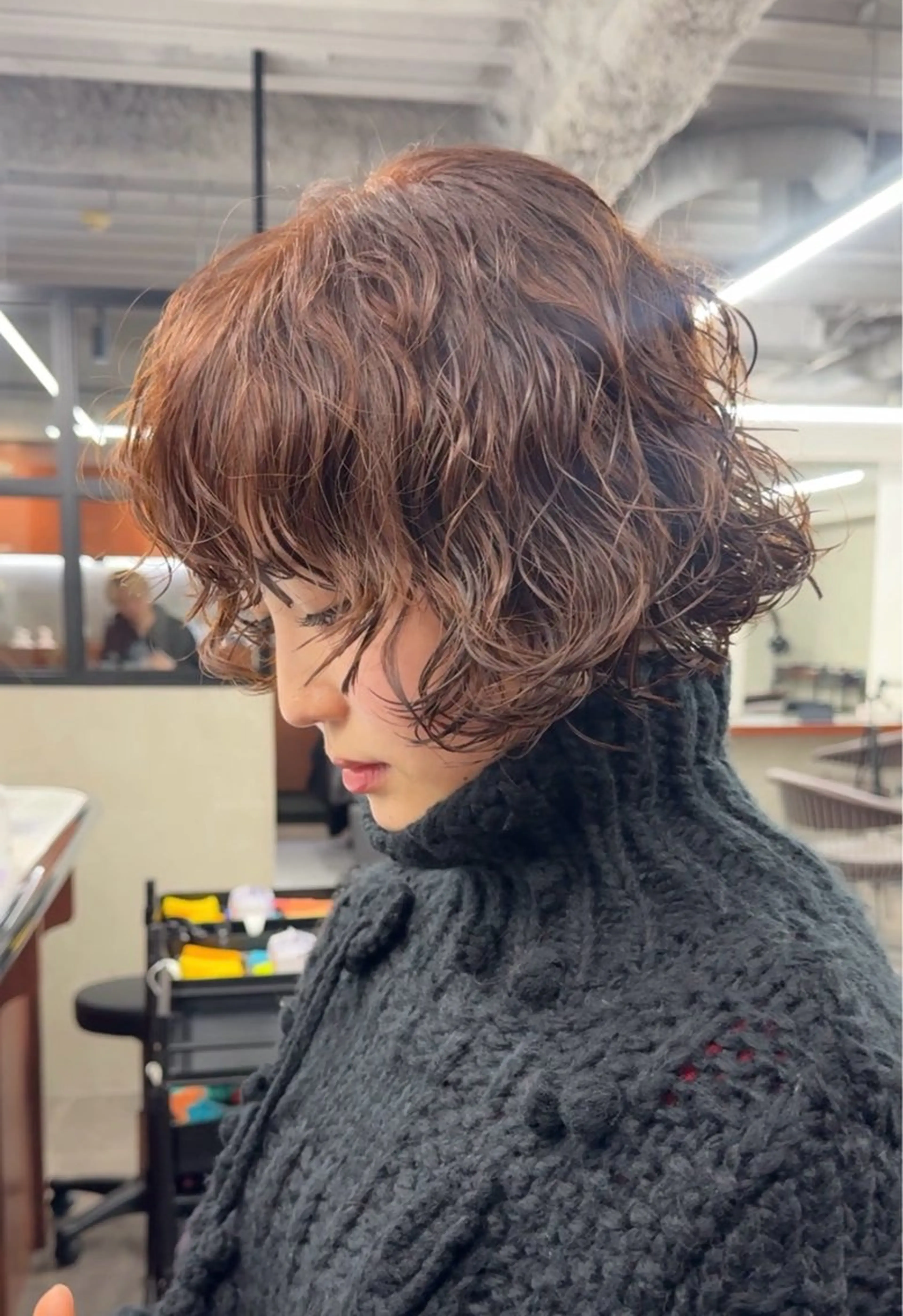 ミディアム カラー パーマ ミディアムパーマ ボブ カット ヘアカラー パーマ トリートメント 鎌田健/ パーマ/レイヤーのヘアスタイル