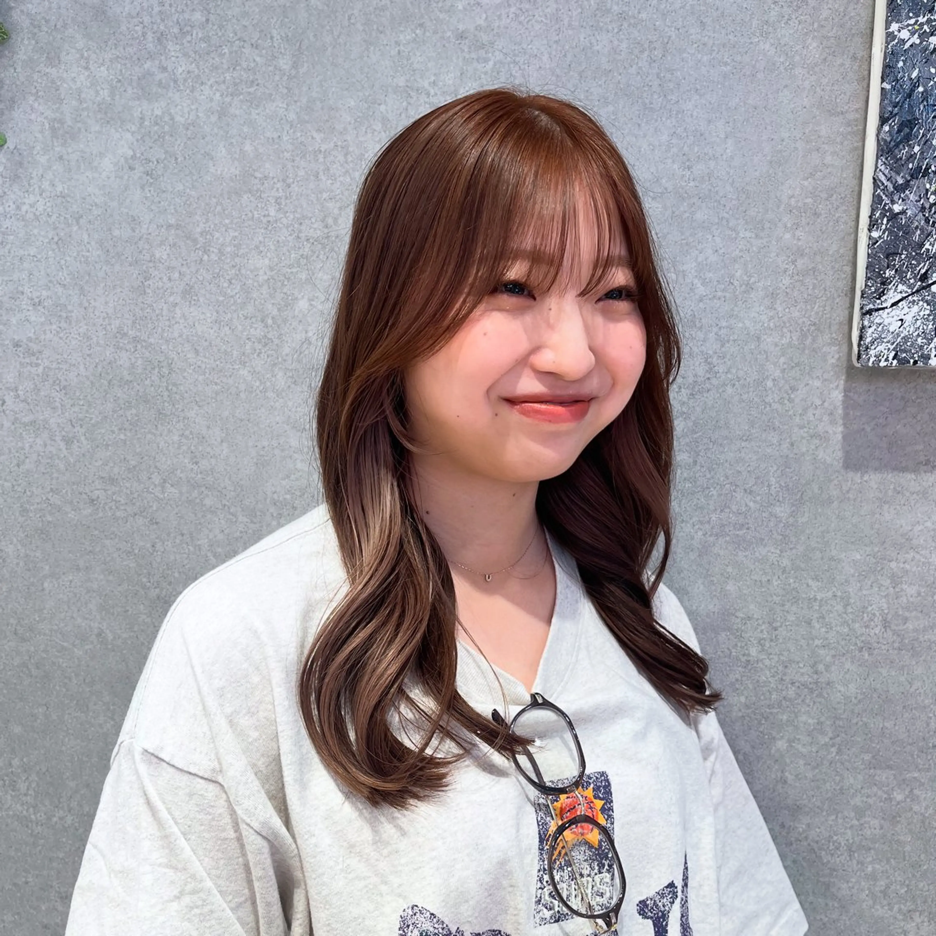 セミロング ヘアカラー ナチュラル＊艶＊ 蒲生四丁目＊山保美月のヘアスタイル