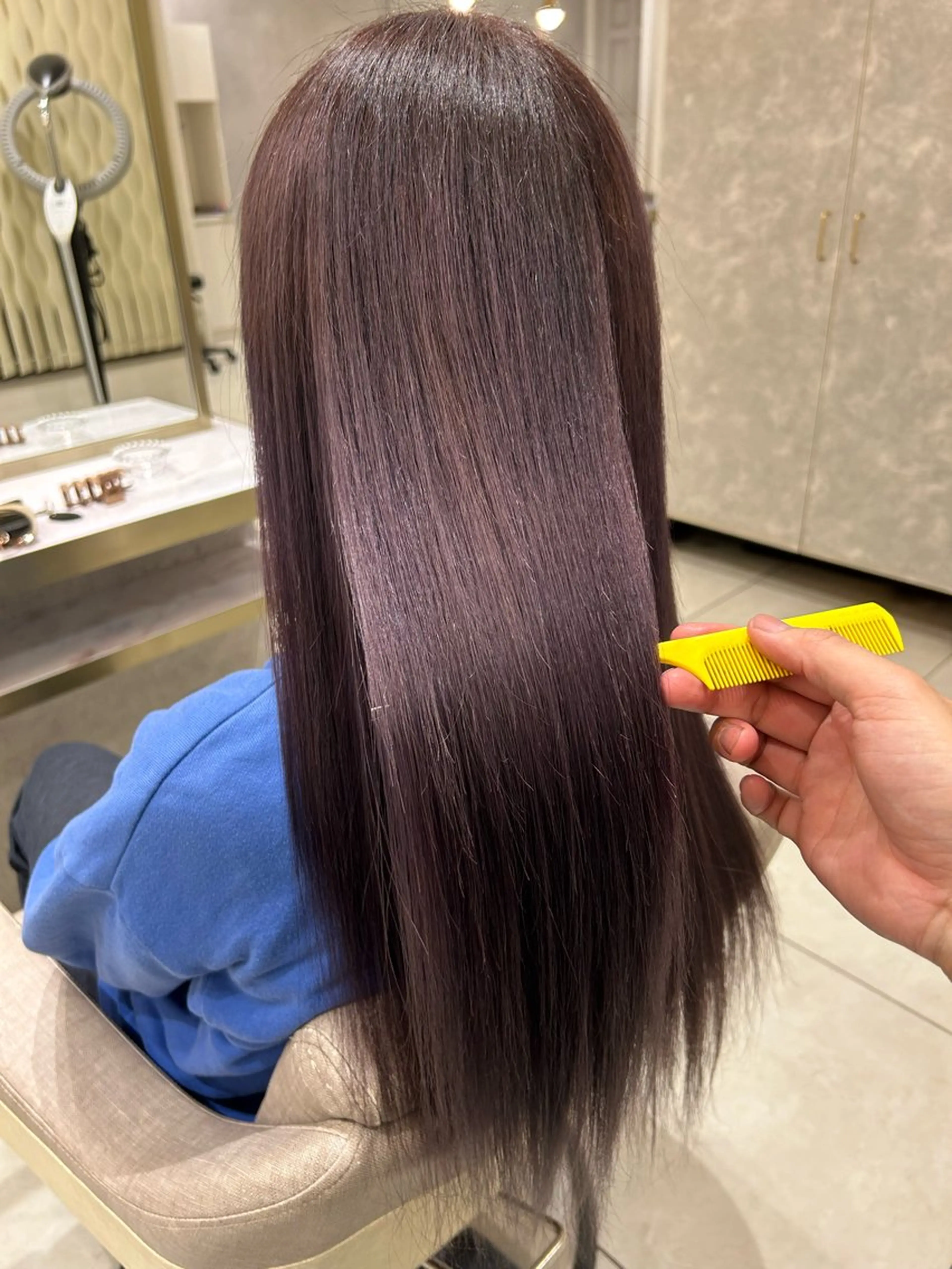 ロング カラー ブリーチ 髪質改善 ヘアカラー トリートメント 渡辺　亮/ 白髪ぼかし/髪質改善のヘアスタイル