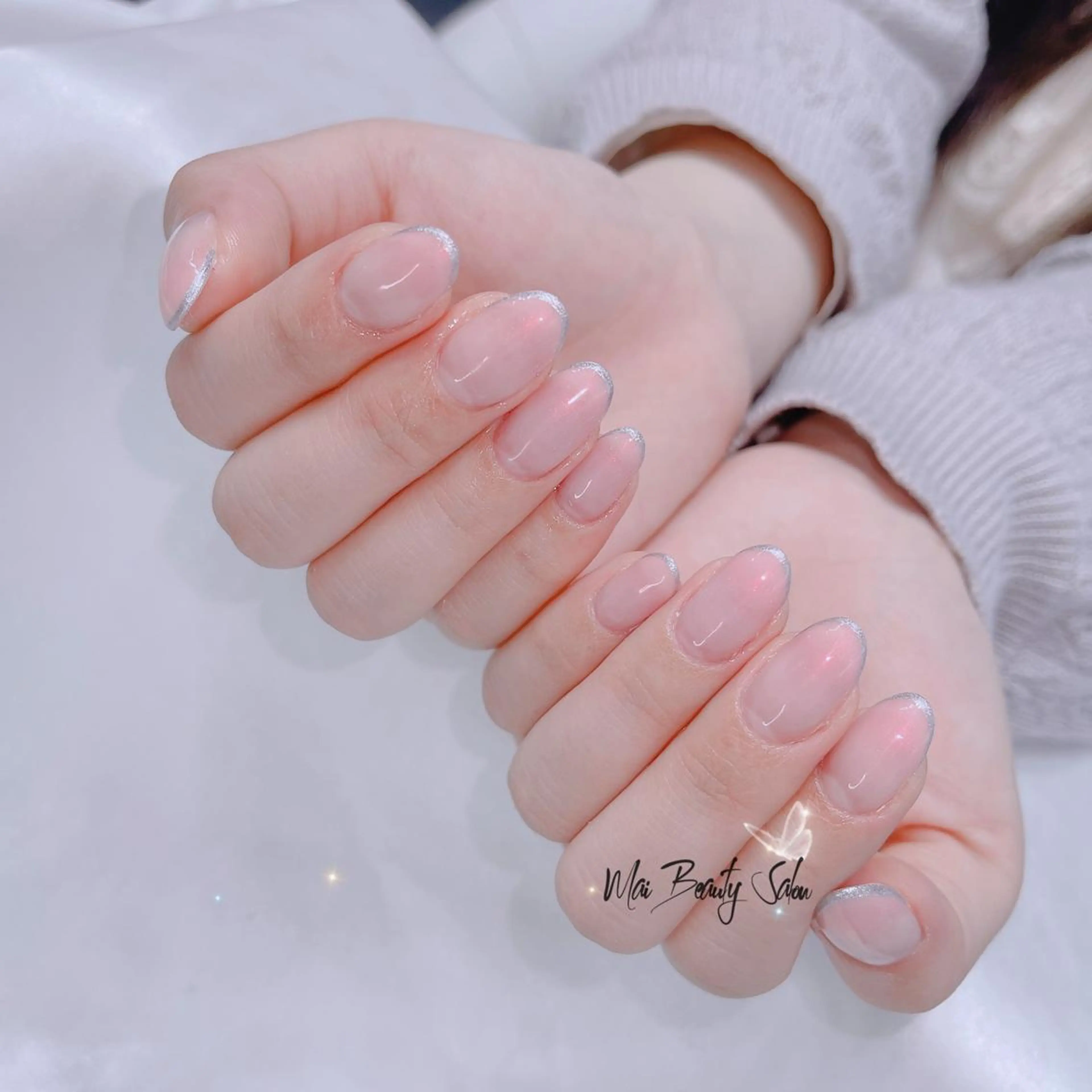 ネイル オーロラネイル チークネイル 長さ出し フラッシュネイル フットネイル MaiBeauty マイ マイのネイルデザイン