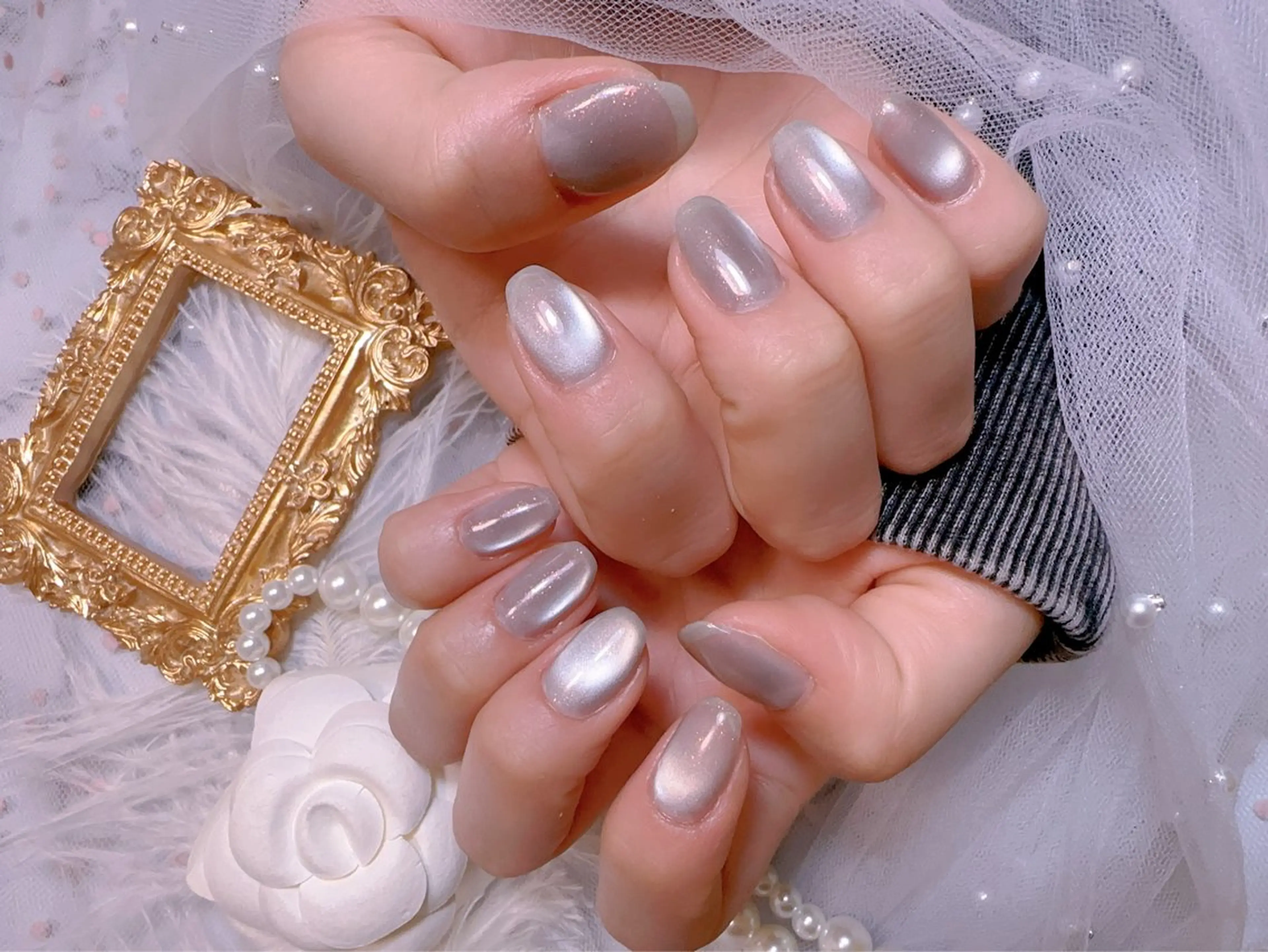 ネイル オーロラネイル フットネイル 韓国ネイル ラメ(グリッター) ラメグラデーション ハンドネイル Belle nail salon 新小岩のネイルデザイン