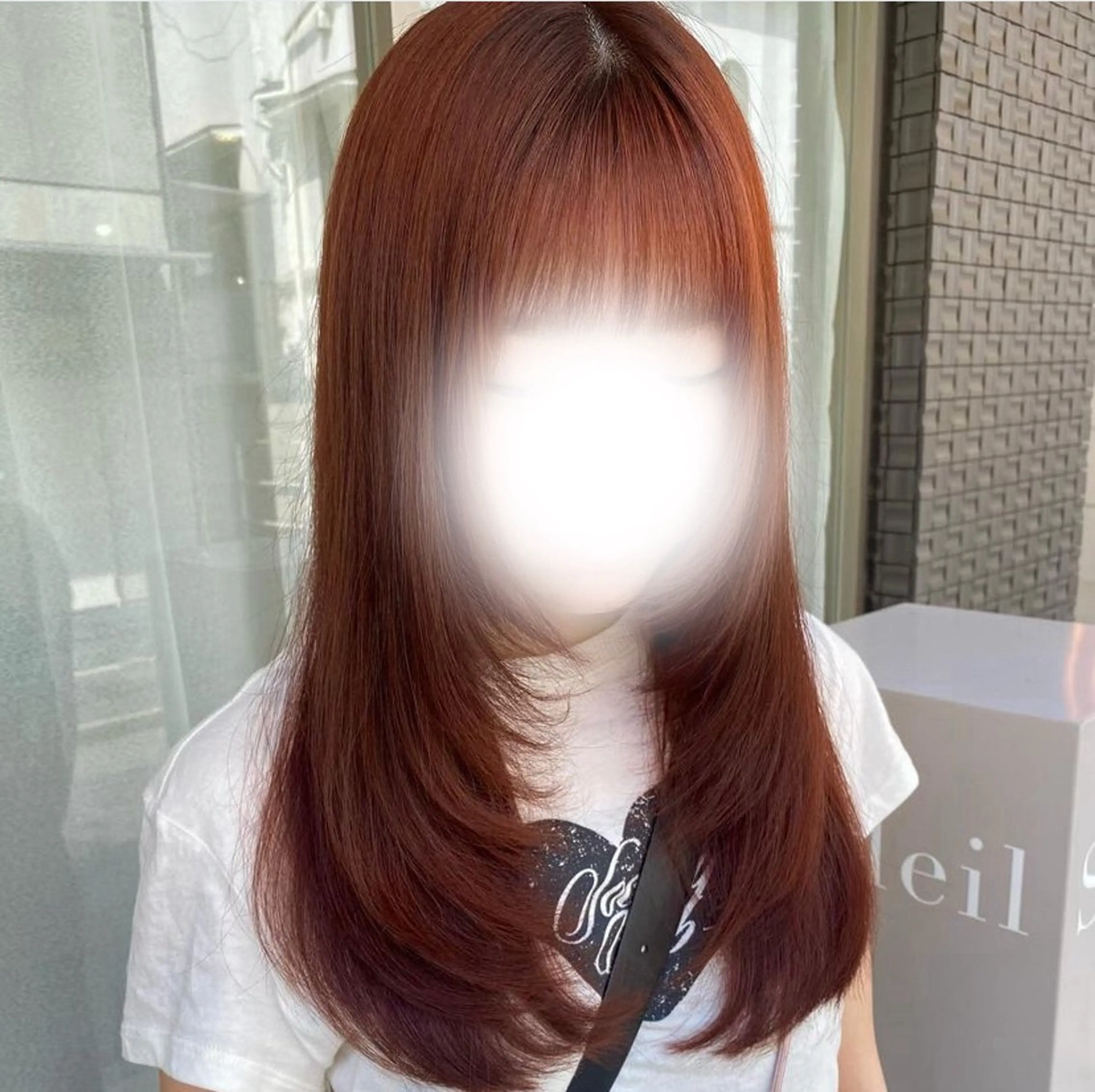 セミロング カラー オレンジ ハイレイヤー レイヤーカット カット ヘアカラー トリートメント グレージュ/レイヤー /韓国ヘア/RISAのヘアスタイル